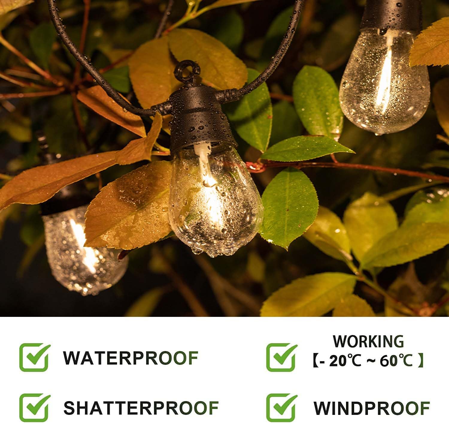 Sducsl 30 Pack Led S14 Replacement Light Bulbs,1 Watt Shatterproof & Waterproof Bulbs For Outdoor String Lights, 2200K Warm White Edison Vintage Style, Equivalent To 11W Incandescent Bulbs, E26 Base