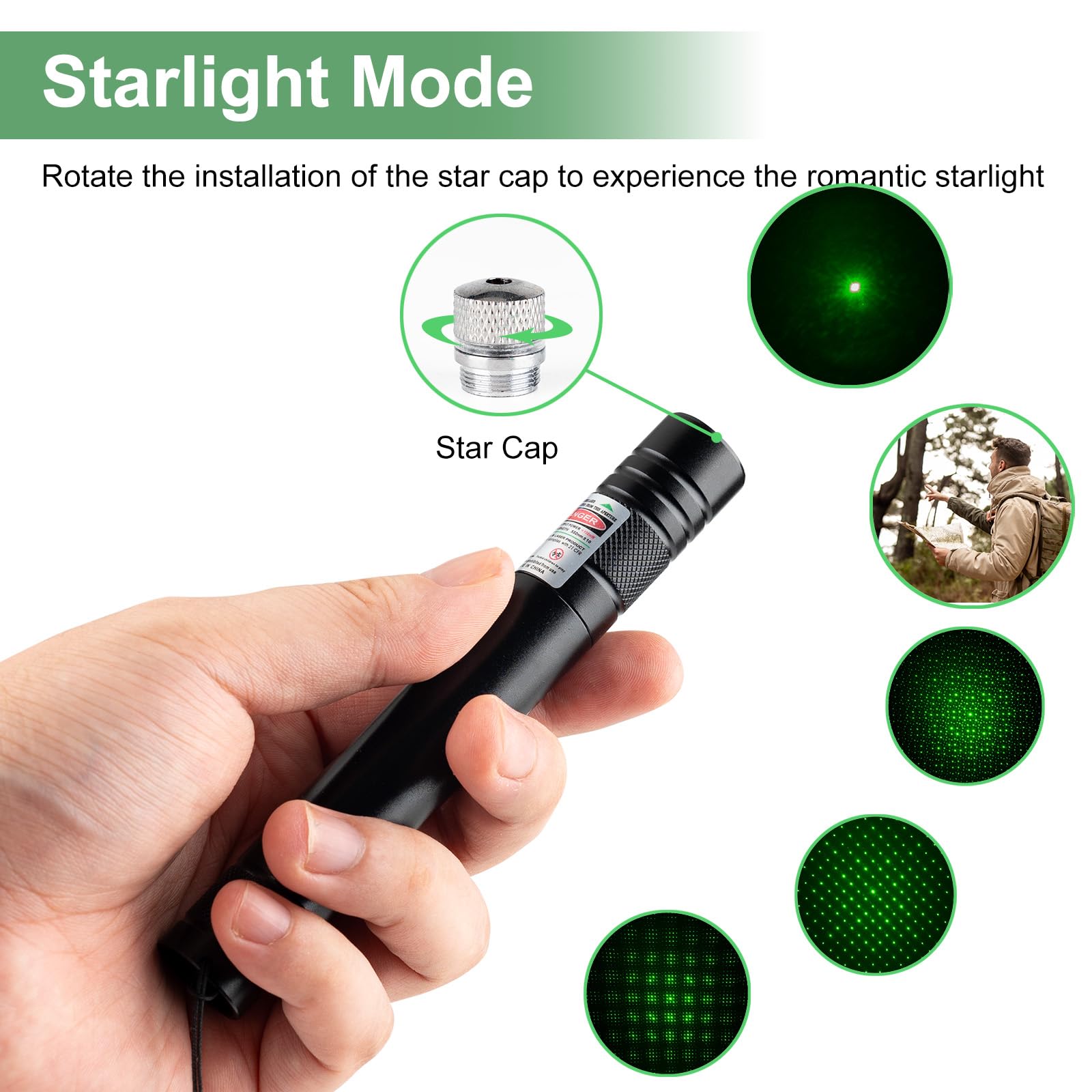 Dfgyu [2 Packs] Rechargeable Green Light Flashlight Long Distance Range For Tv/Led/Lcd Screens Utility Flashlights Presentation Office Outdoors Astronomic Construction