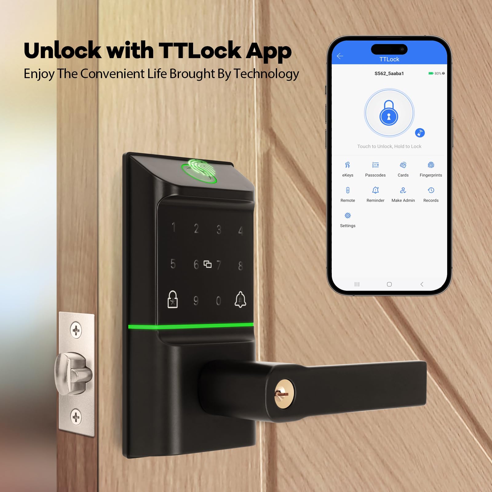 B Bamberg Bamberg Keypad Smart Door Lock With Handle: Keyless Entry Deadbolt - Fingerprint & Keypad Door Lock For Front Door - Key & Ic Card Access - Remote Control Via App - Secure Smart Lock