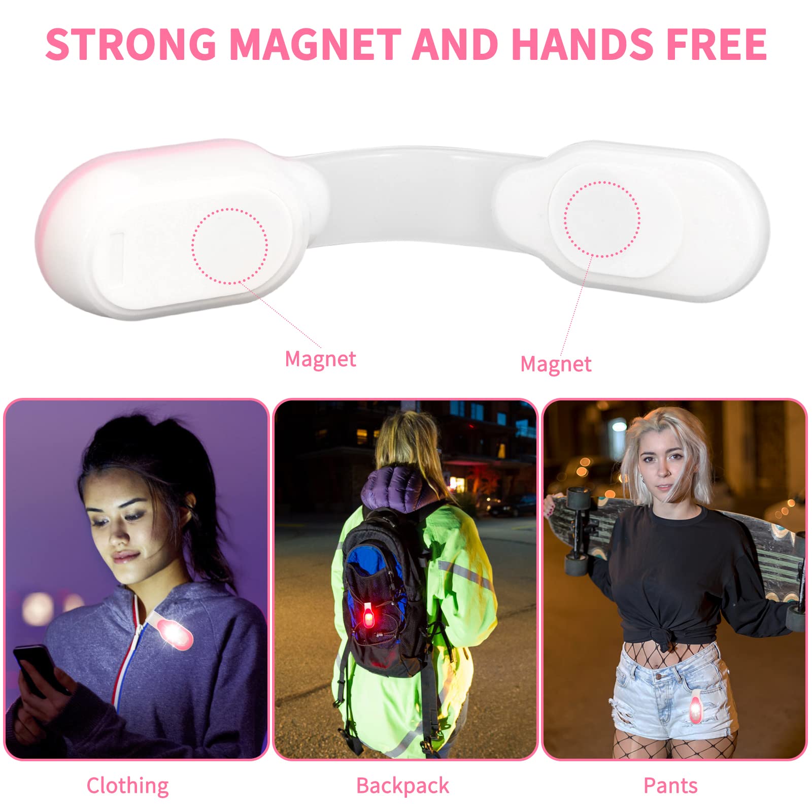 Laichu Rechargeable Nursing Night Light Nurse Nightshift Hands  Emergency Led Flashlight Clip On Running Lights For Walking Running Pets Outdoor Emergency(Pink)