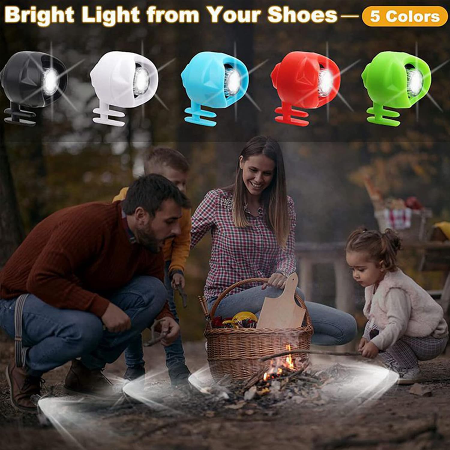 Phutasnt Headlights For Shoe 2Pcs, Butterfly Charm Accessories For Kids, Headlights Lights With 3 Light Modes For Dog Walking, Camping, Running, Suitable For Adults Kids (Black)