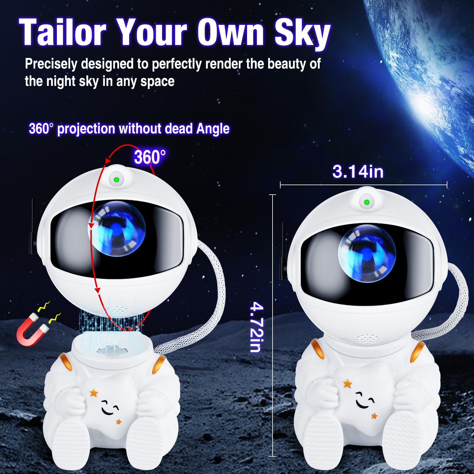 Xhsy Astronaut Projector，Star Projector Galaxy Light，Night Light For Kids，Light Projector For Bedroom，Starry Nebula Ceiling Led Lamp，With Remote (White1)