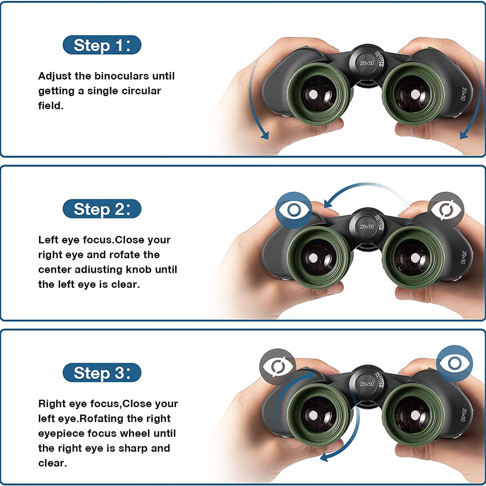 Ziyouhu 20X50 Binoculars For Adults And Kids,High Power Military Low Light Night Vision Binoculars,Waterproof Hd Professional/Compact Binoculars,Telescope For Adults Bird Watching Travel Hunting Stargazing