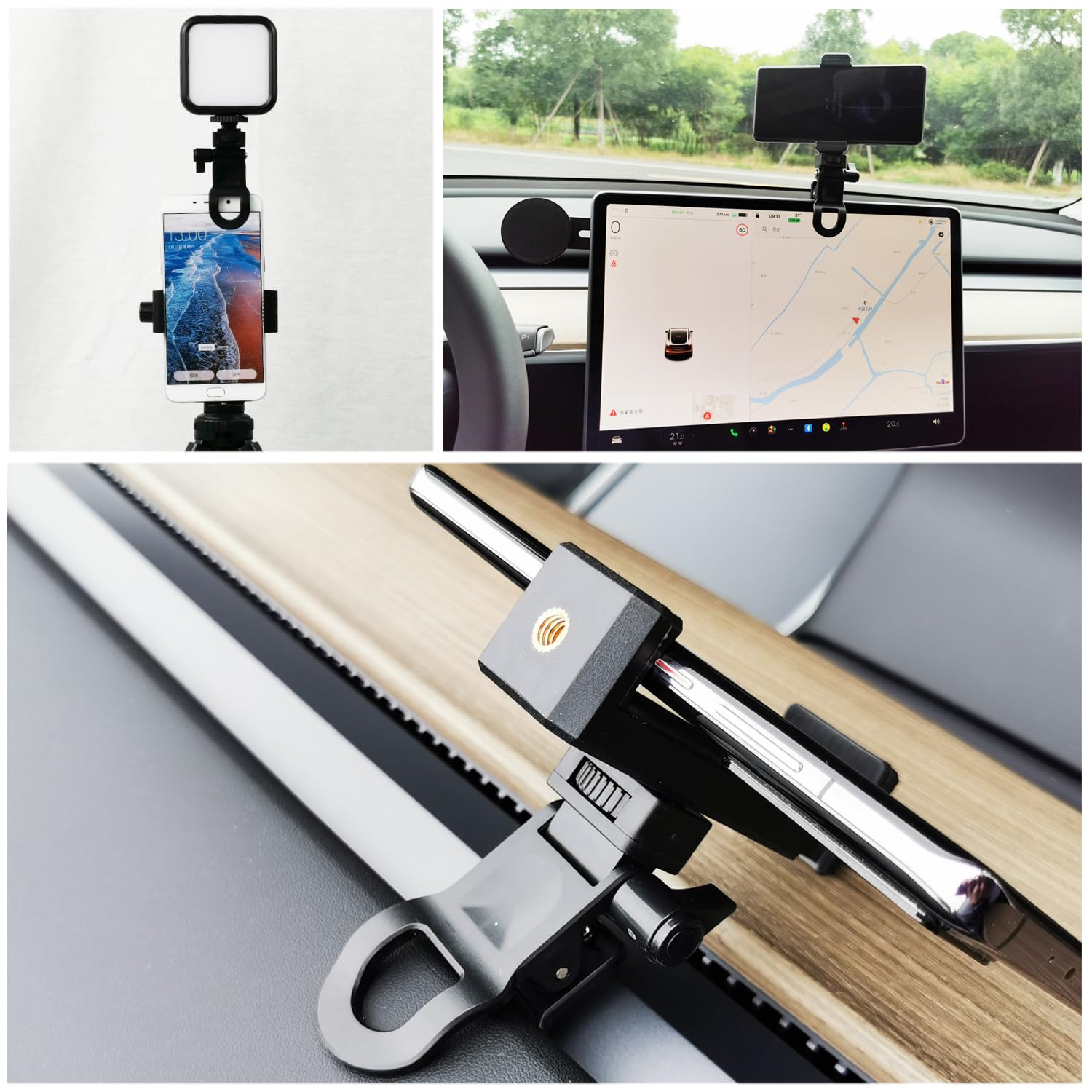 Thtrht 2 Pack Monitor Camera Mount Clamp Clip Screen Lcd Display Top Fill Light Flash Holder Webcam Stand With 1/4 Screw Universal Connector For Phone Tripod Tablet Video Live Stream