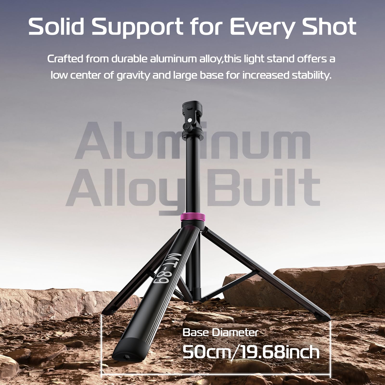 Ulanzi Mt-89 Extendable Tripod Aluminum, 82" Portable Adjustable Light Stand With 1/4" Screw Quick Release, 360° Ball Head Camera Phone Tripod For Camera Video Light Smartphone, Lightweight For Travel