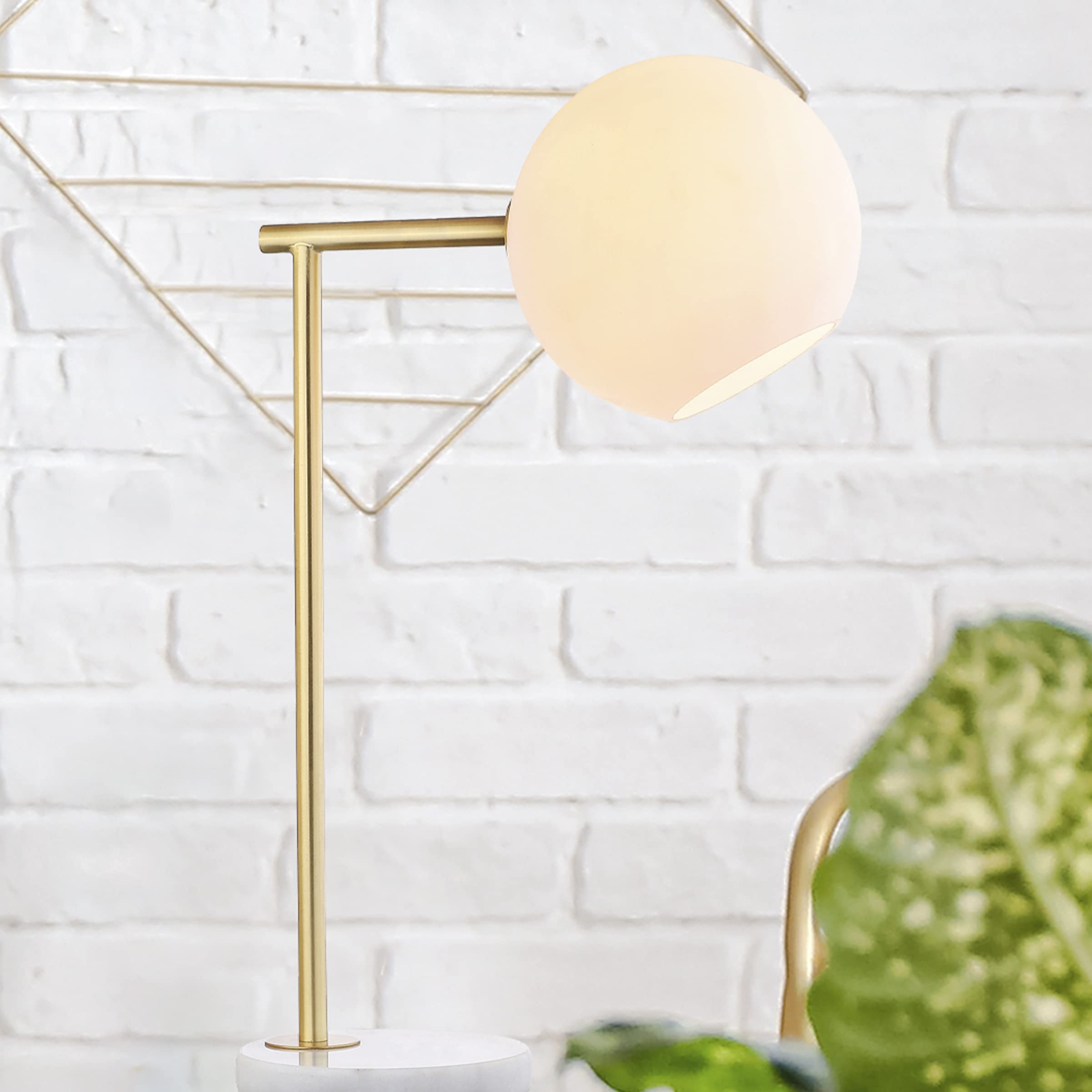 Jonathan Y Jyl1000A Charles 20.5" Metal/Marble Led Table Lamp Contemporary Modern Bedside Desk Nightstand Lamp For Bedroom Living Room Office College Bookcase Led Bulb Included, Gold/White