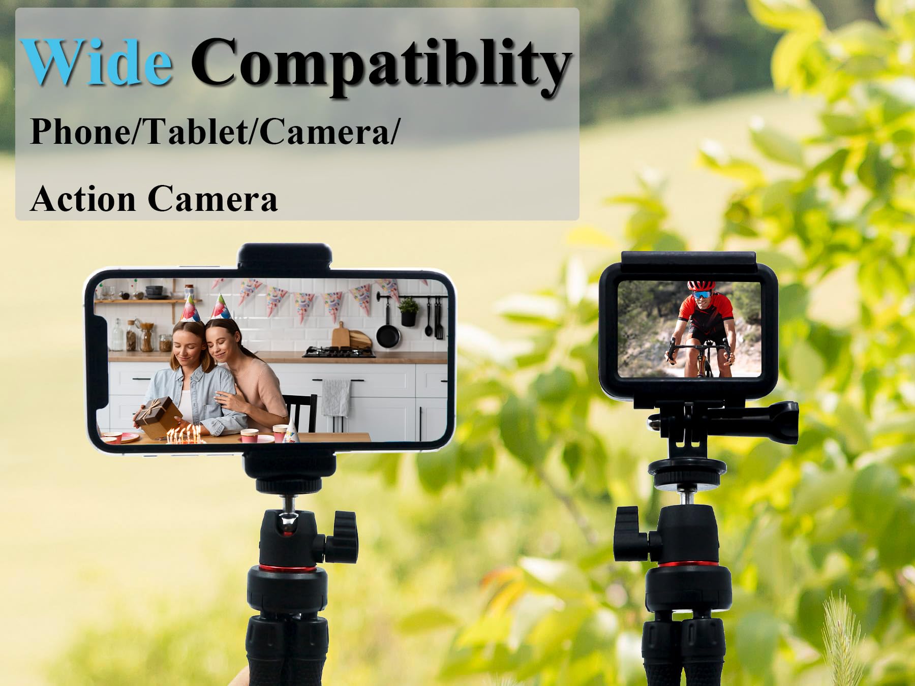 Licrugu Flexible Camera Tripod Compatible With Gopro Hero 13 12 11 10 9, Mini Tripod For Iphone, Phone Tripod Bendable Camera Tripod For Video Recording Vlogging, Tablet Cell Phone Holder Mount Stand