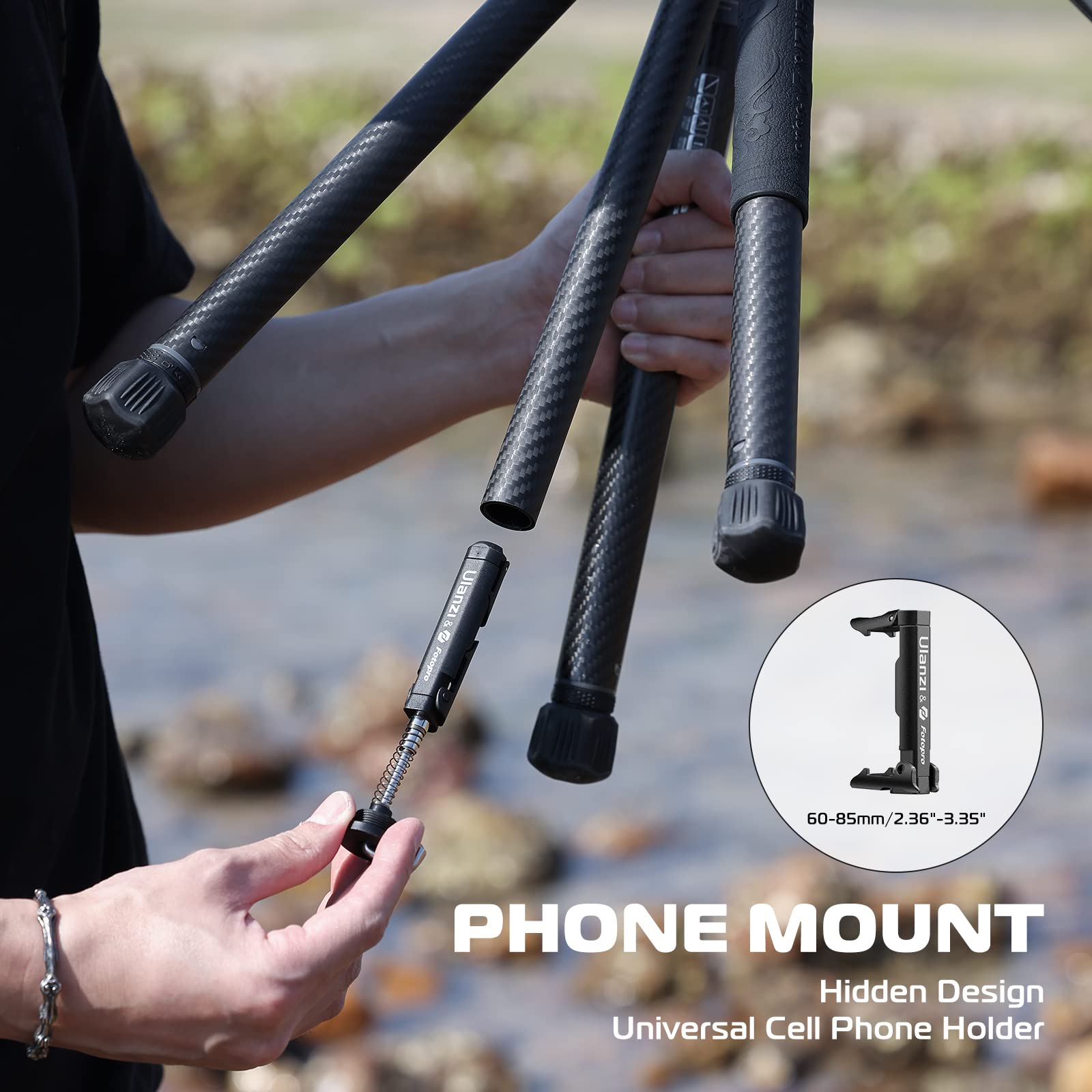 Ulanzi F38 Video Travel Tripod, 61.4" Lightweight Carbon Fiber Camera Tripod With Quick Release 1/4" Screw & Video Head, For Most Cameras/Dslr/Projector, Weight 2.38Lbs, Maxload 22Lbs