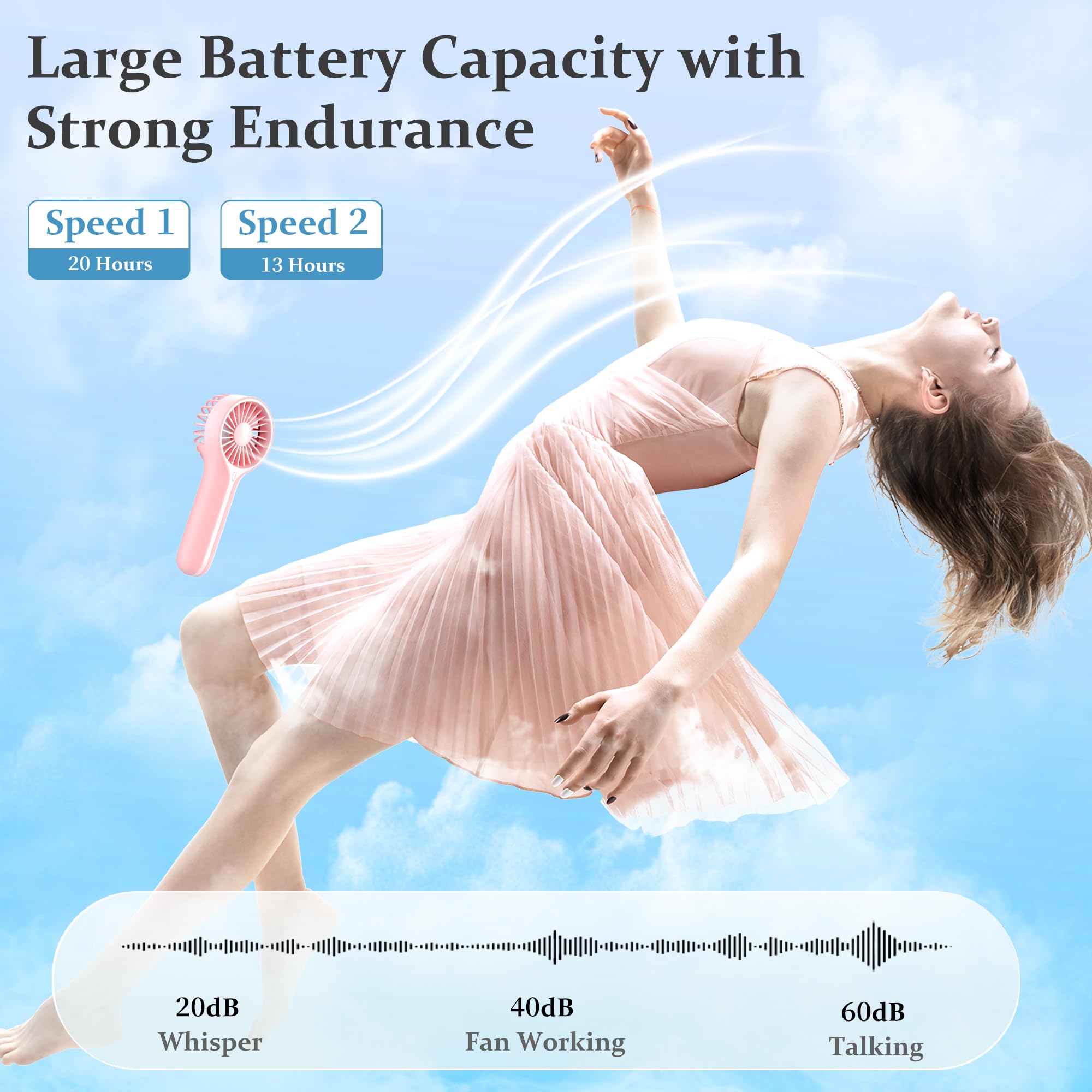 Mini Personal Fan Handheld, Small Portable Handheld Fan, Battery Operated, Usb Rechargeable Face Mak