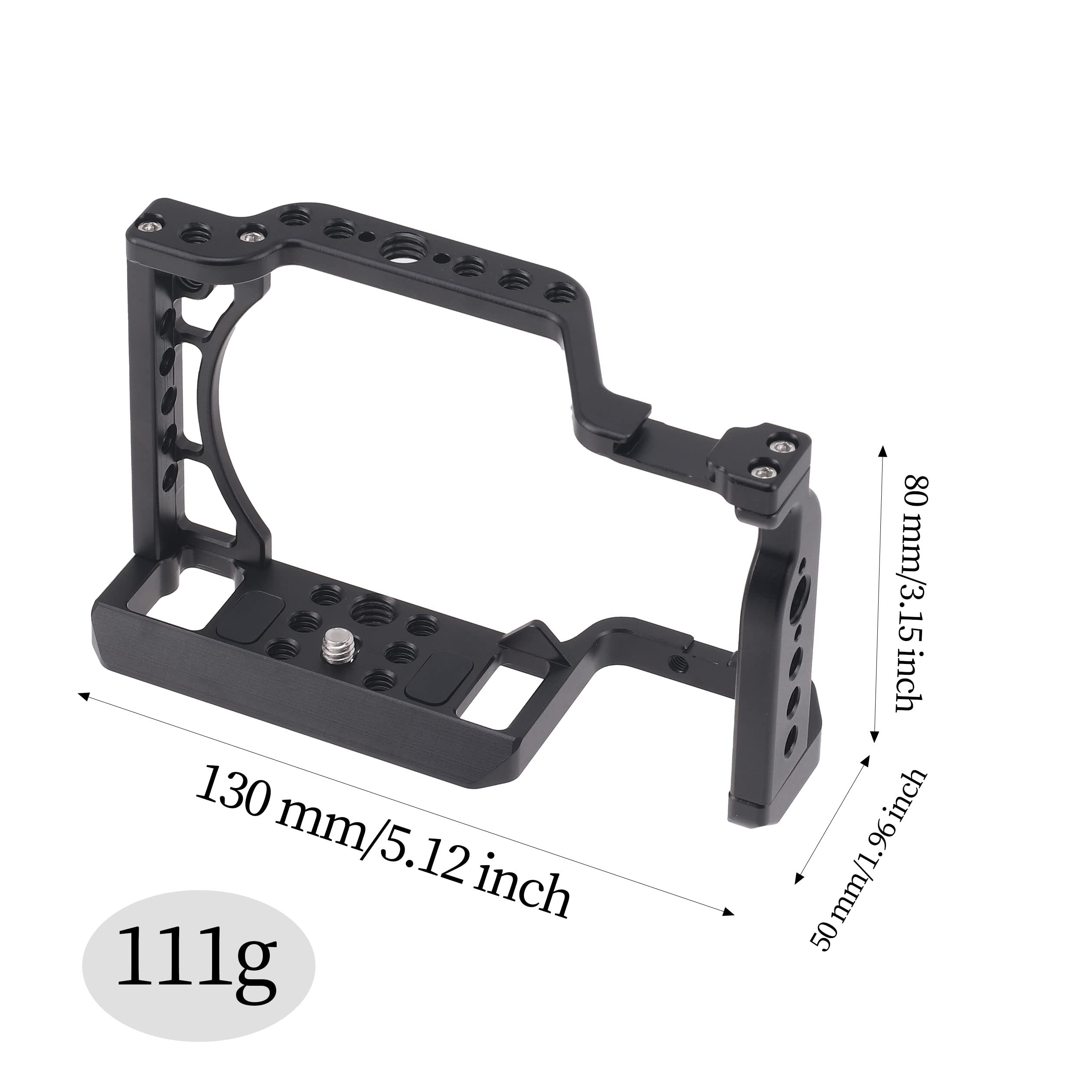 Hersmay A6500/A6400/A6300 Camera Cage Video Stabilizer With Top Handle For Sony A6500 A6400 A6300 A6000 A6100 Cameas Dslr Rig With Cold Shoe,Handle Locating Holes,Multiple 1/4" 3/8" Screw Holes