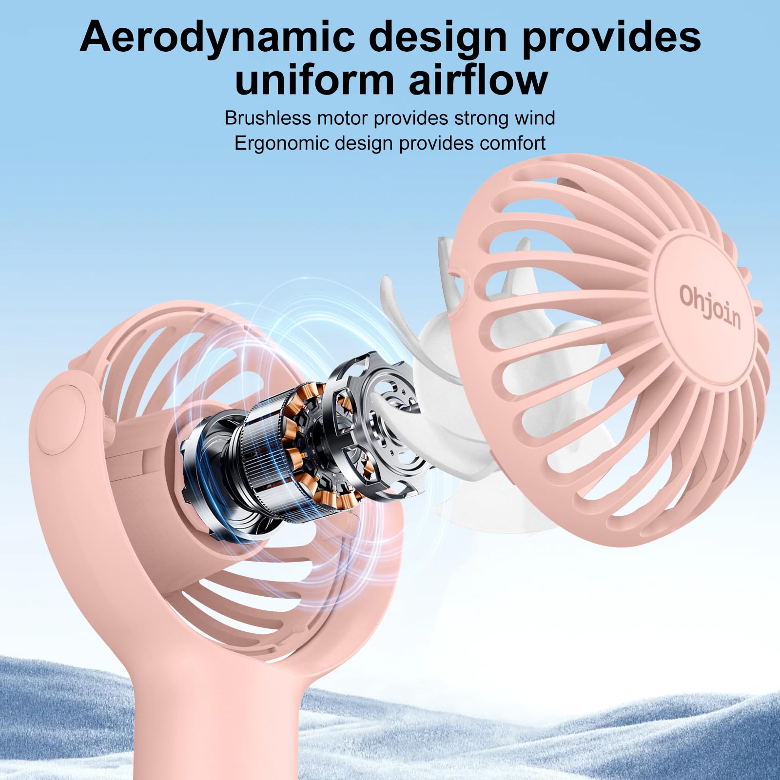 Compact and lightweight 2-in-1 fan with stand and keychain perfect for outdoor adventures