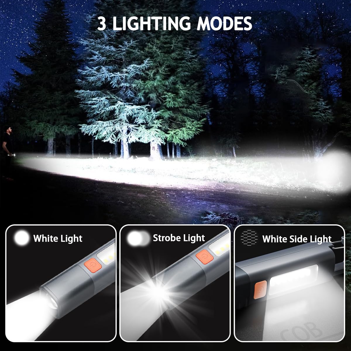 Youawe Rechargeable Led Flashlights High Lumens, 20,000 Lumens Super Bright Flashlight With Usb Cable And Hook, 3 Modes, Waterproof Flash Light Handheld Powerful Flashlight For Home Camping ﻿- 2 Pack