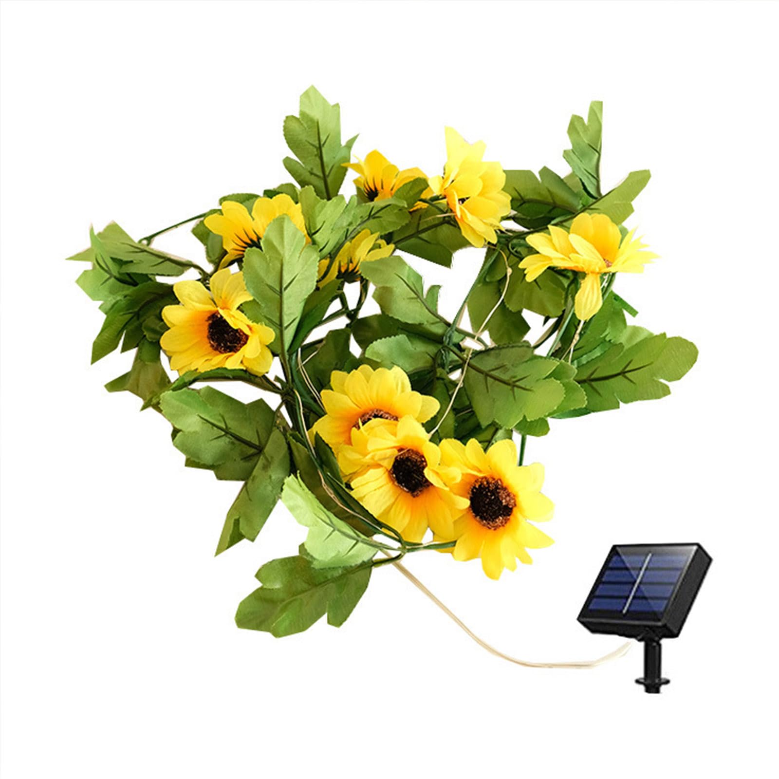 Sothuba Solar Sunflower String Lights Outdoor Waterproof, 16Ft 50Led Artificial Flower Fairy String Lights Sunflower Garland With Lights For Garden Patio Fence Yard