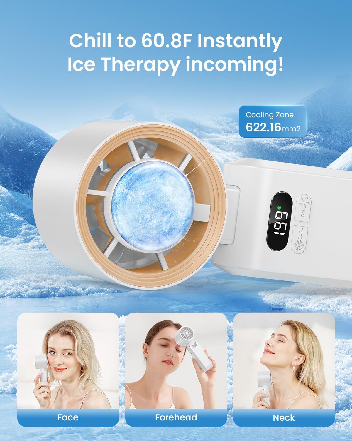 Handheld Portable Fan With Ice Cooler,Speed (1-199) 5500Mah Rechargeable Personal Fan
