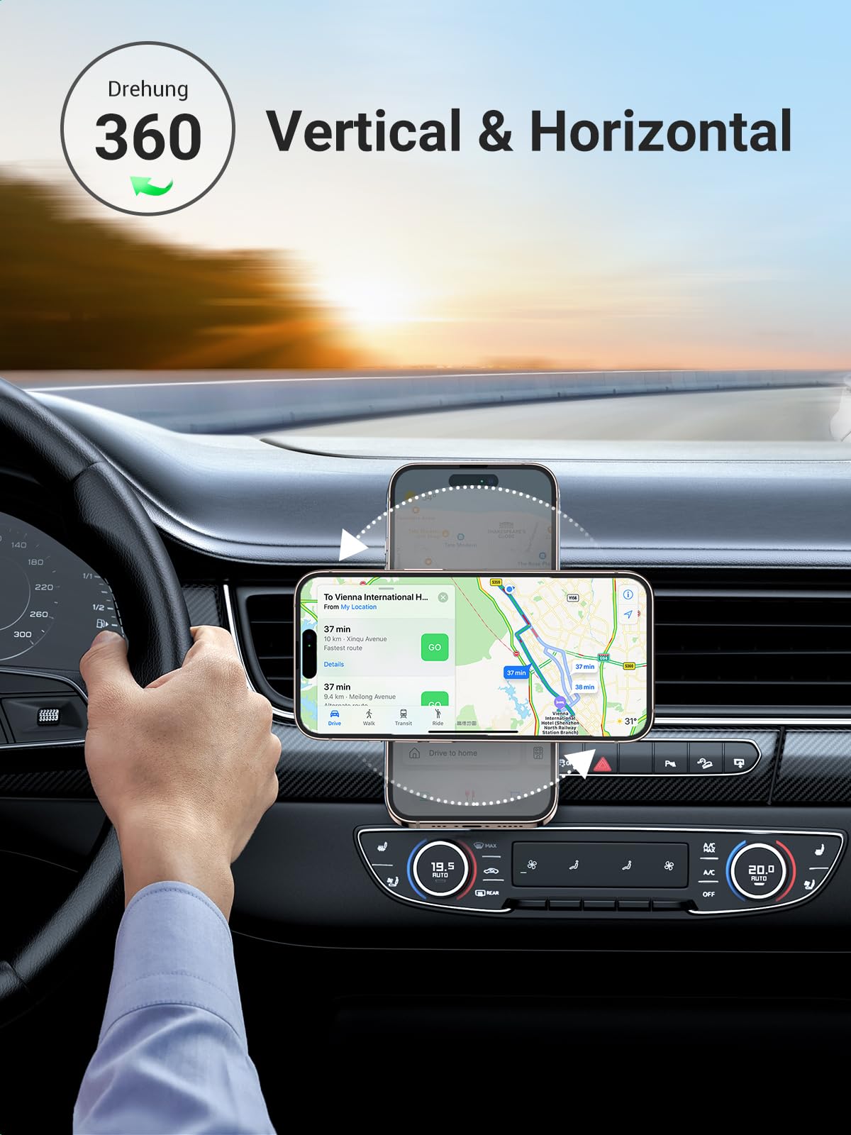 Ugreen Magnetic Phone Holder For Car Strong Magnet Cell Phone Mount Air Vent Compatible With Iphone 16 15 14 13 Pro Max Mini, Iphone 12 11 Plus Se Xs Xr 8 7 Smartphone, Black