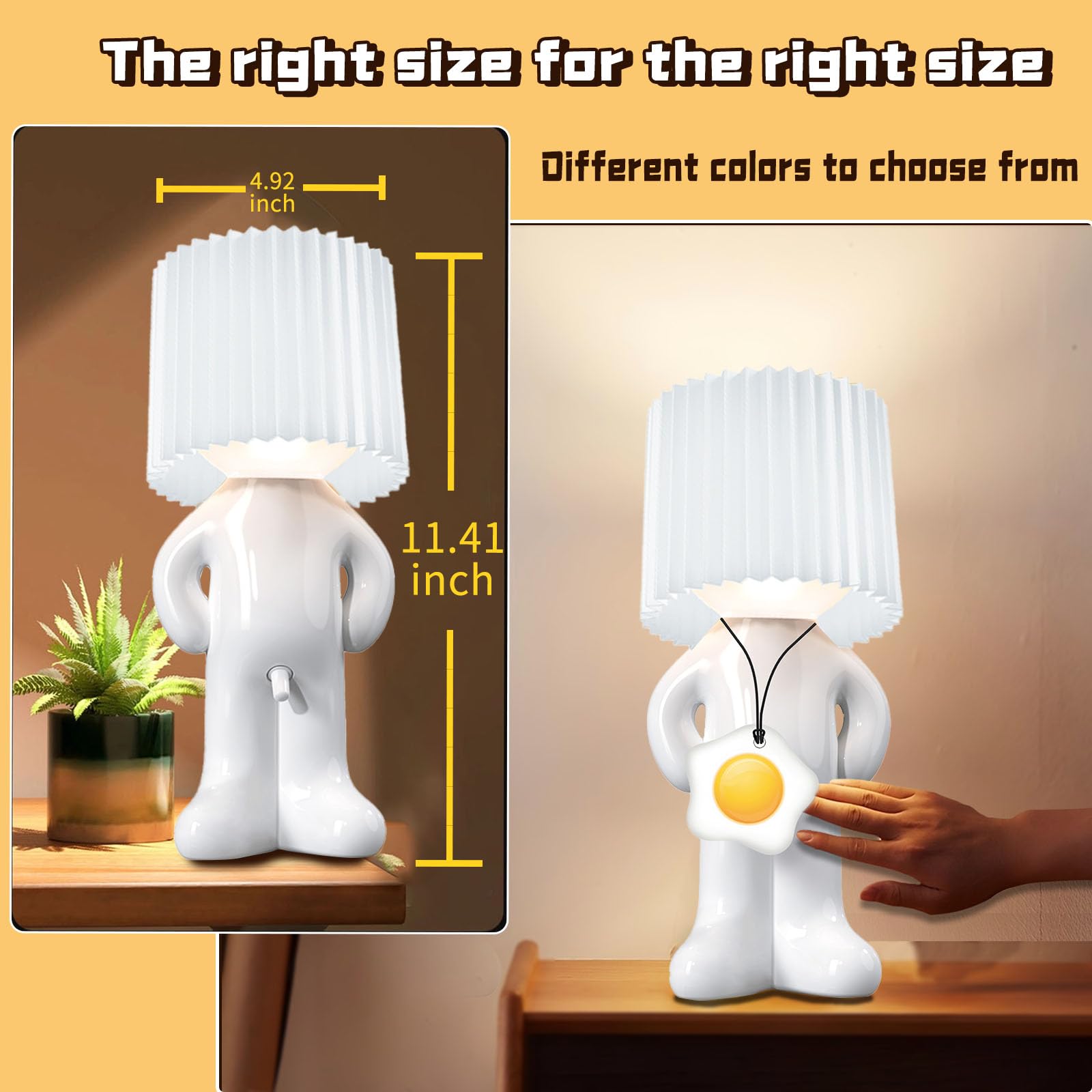 Minilif Funny Shy Boy Table Lamp，Novelty Plug-In Table Lamp For Home, Office, Bedroom, Or Desk Decor - Idea For Christmas, Valentine'S Day, Or Birthdays