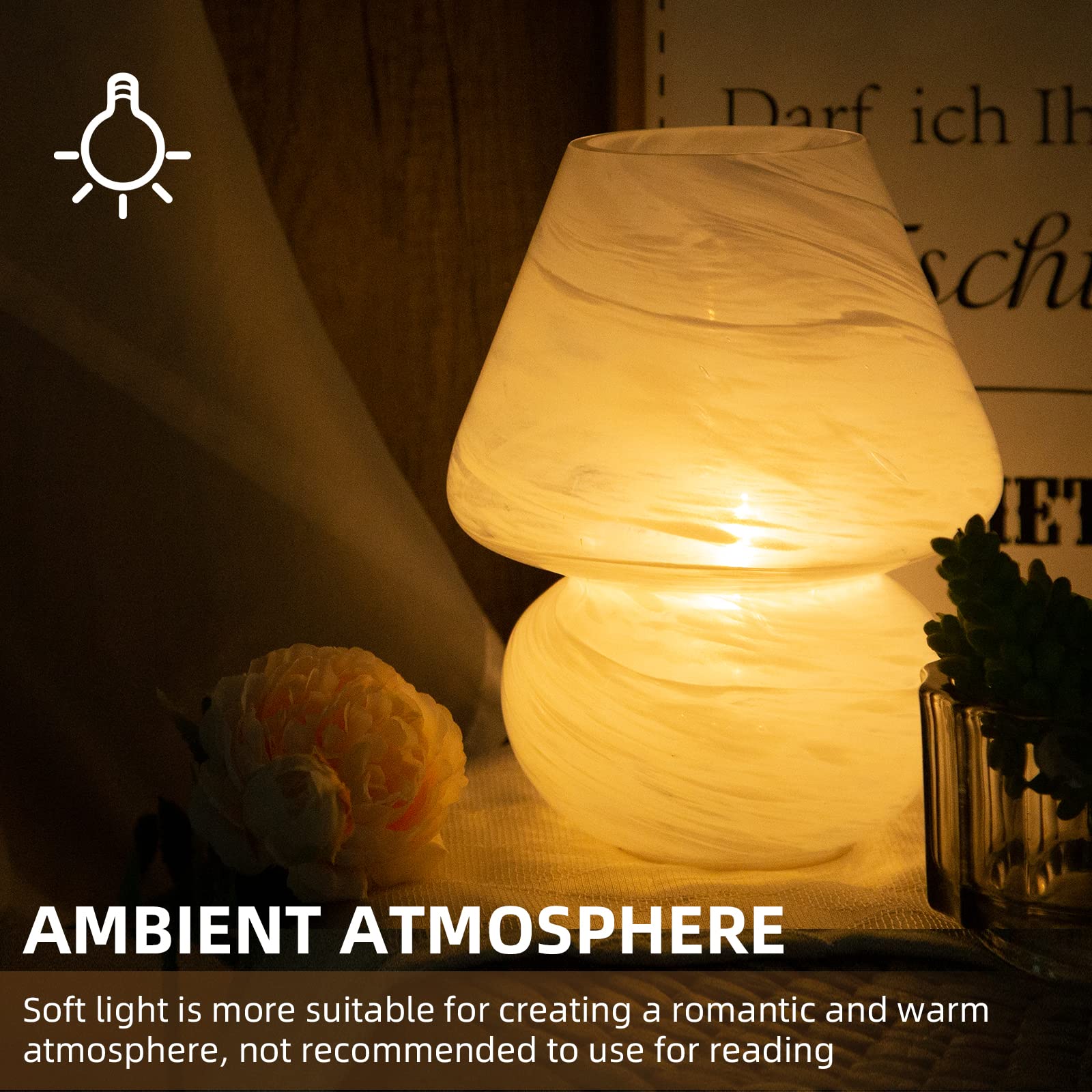 Mj Premier Mushroom Lamp, Battery Operated Lamp Timer, Table Lamp With Led Bulb For Power Light, Decorative Cordless Lamps Home Decor For Living Room Kitchen Bedroom (Cloud)