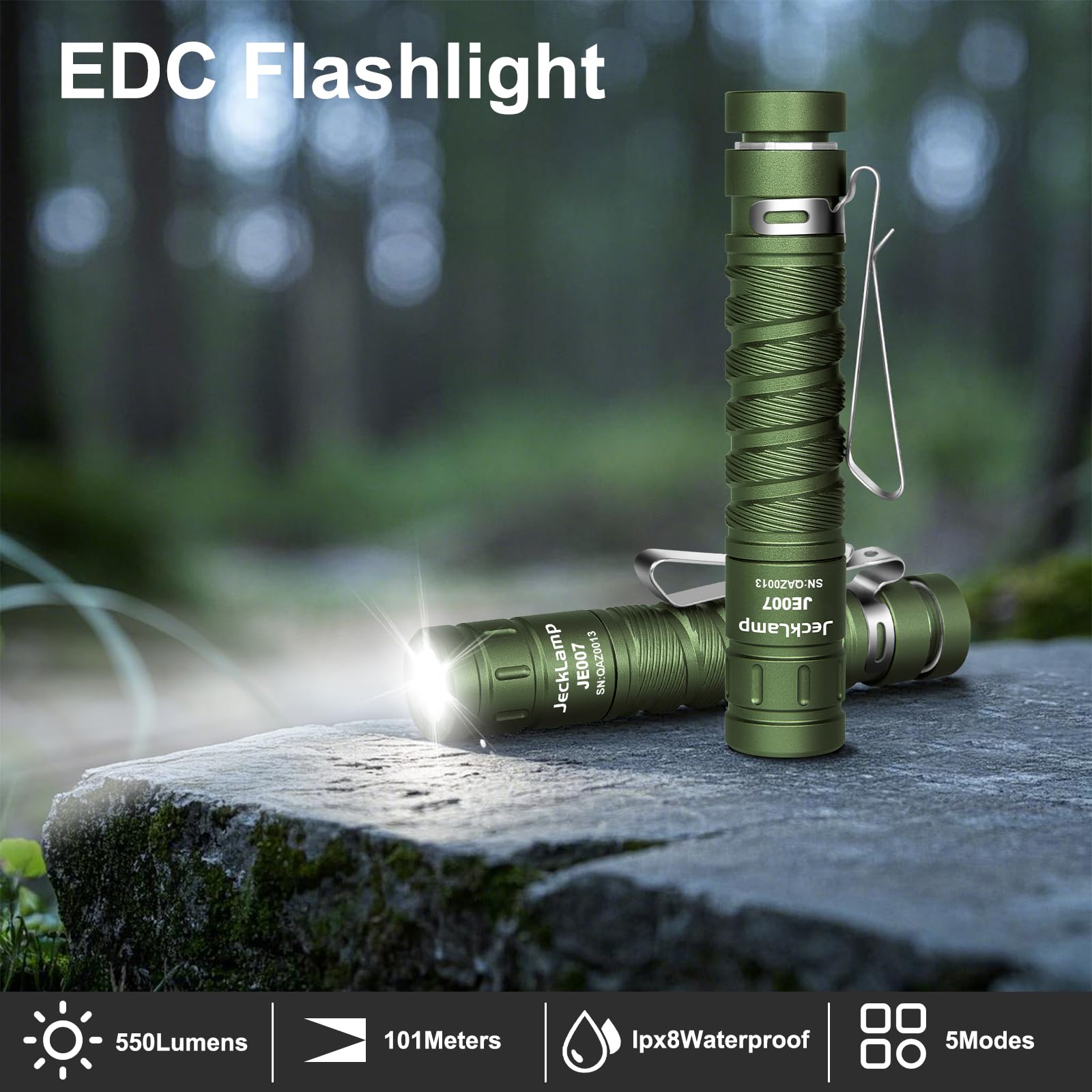 Jecklamp Aaa Battery Edc Flashlight, 550 High Lumens Magnetic Flashlight With Clip, 4 Modes Mini Flashlight, Pocket Flashlight For Working, Camping（Battery Included）
