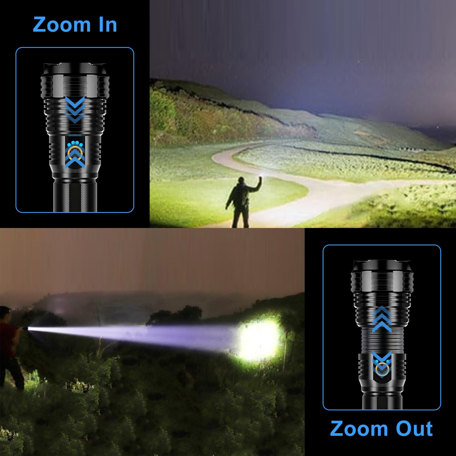 Maoke Bole Flashlights High Lumens, Led Flashlight Rechargeable Super Bright 40000 Lumens Xhp70.2, High Power Tactical Flashlights, Powerful Handheld Emergency Flashlight For Camping Hiking