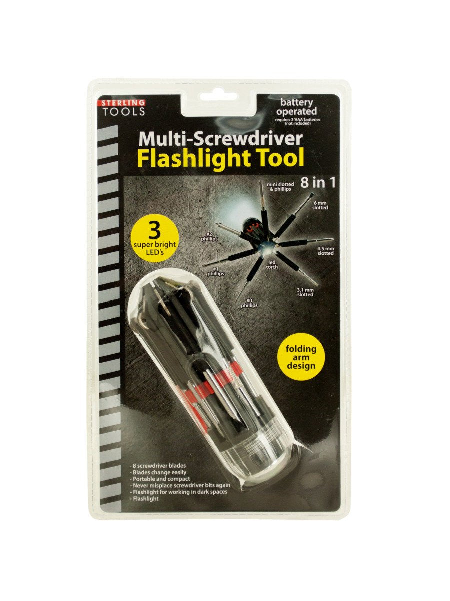 Kole Of807 8-In-1 Multi-Screwdriver Flashlight Building Tools, Black