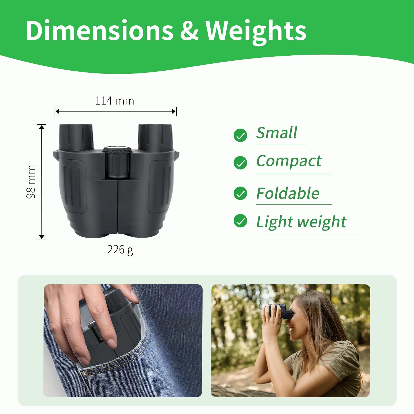 Aganano 20X25 Compact Binoculars For Adults High Powered - Mini Waterproof Binoculars For Bird Watching Hunting Travel With Low Light Night Vision