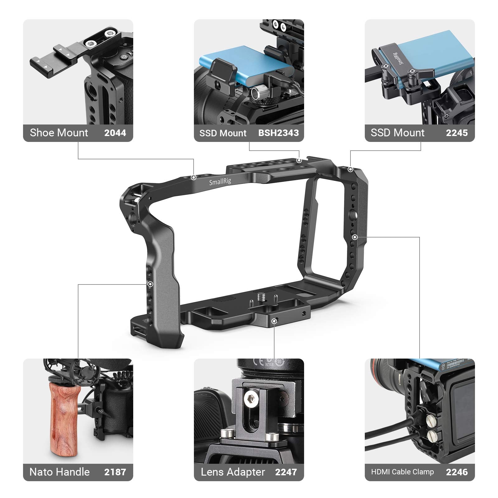 Smallrig [ Version] Bmpcc 4K & 6K Cage For Blackmagic Design Pocket Cinema Camera 4K & 6K W/Cold Shoe, Nato Rail – 2203