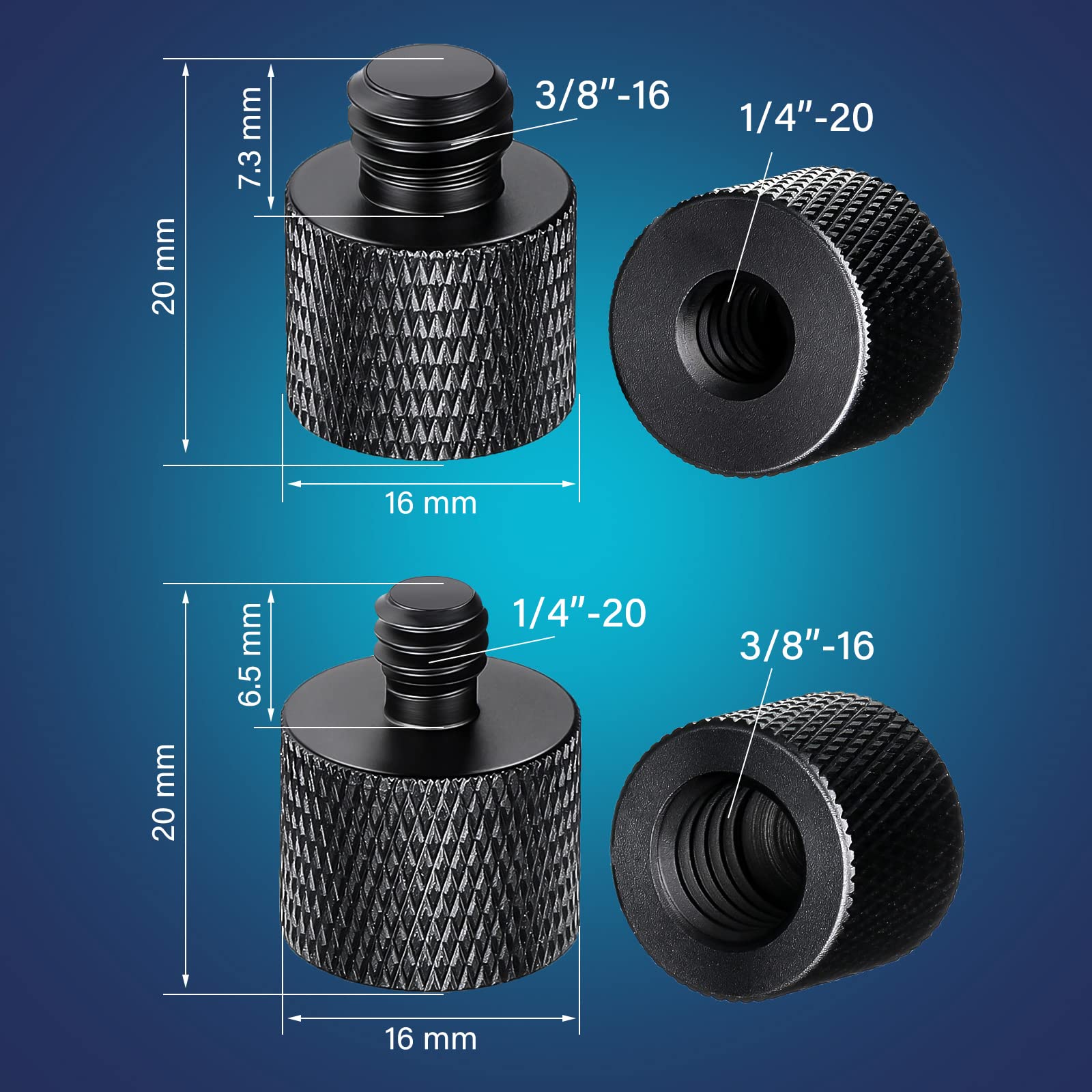 Moxweyeni 8 Pack Camera Screw Adapter 1/4 Male To 3/8 Female And 3/8 Male To 1/4 Female Camera Screw Adapter For Tripod Stand Microphone Stand Mic Mount, Black
