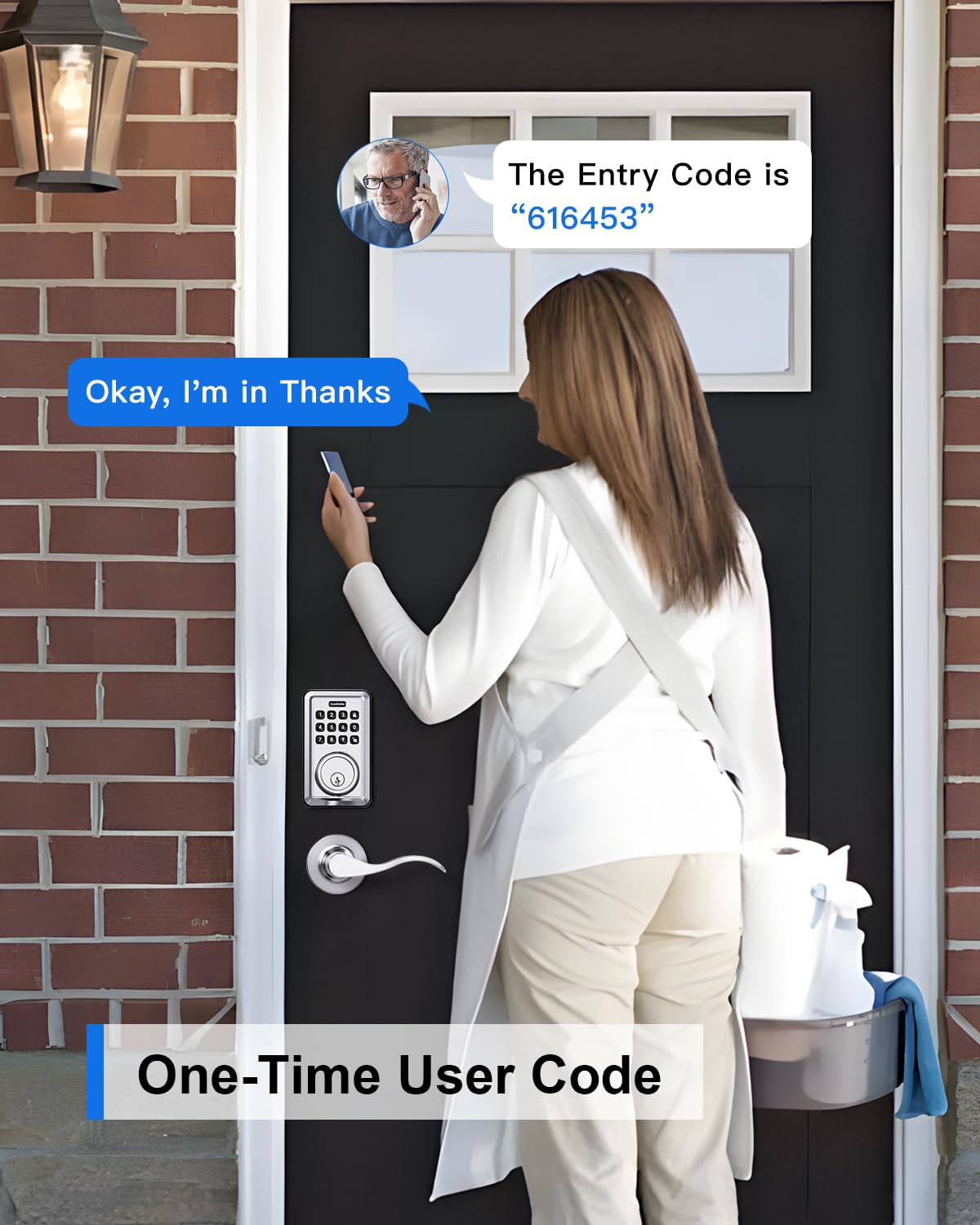 Apestellar Keyless Entry Door Lock With 2 Lever Handles - Electronic Keypad Deadbolt - Front Door Lock Handle Sets - Auto Lock,Anti-Peeking Password, Easy Installation - Satin Nickel
