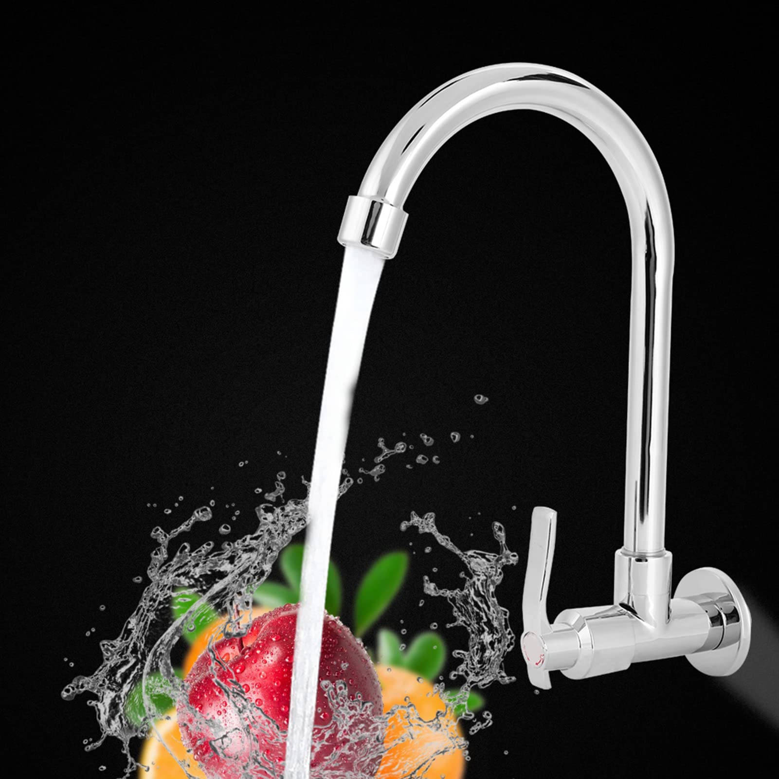 Hyuduo Kitchen Faucet Single Handle Cold Water Tap Wall Mounted G1/2In Thread Faucet Sink For Kitchen Touch On Kitchen Sink Faucets