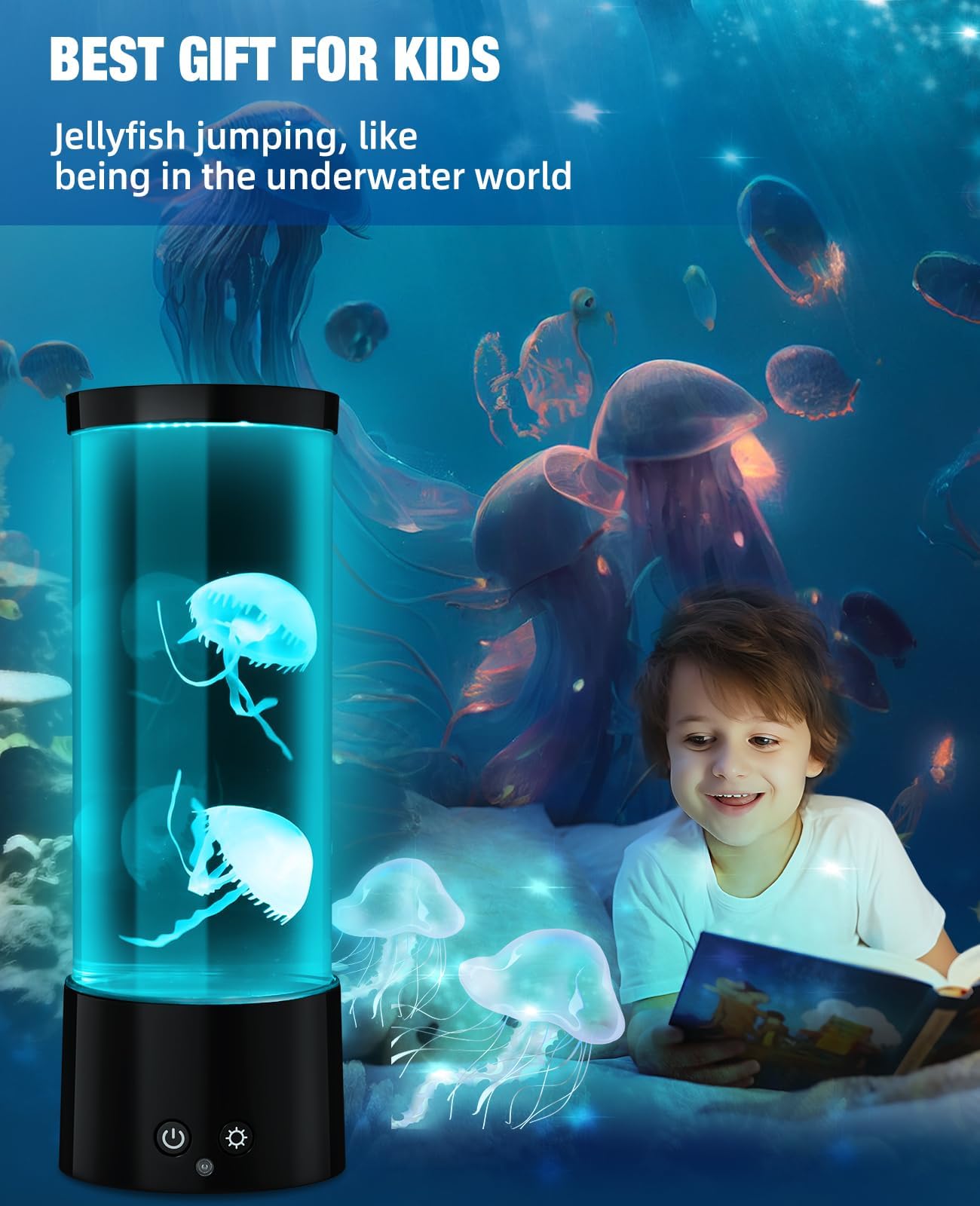 Guardwee Jellyfish Lamp With 17 Light Effects - Mood Table Lamp Night Light With Remote, Jelly Fish Tank Aquarium For Living Room, Christmas Birthday For Kids