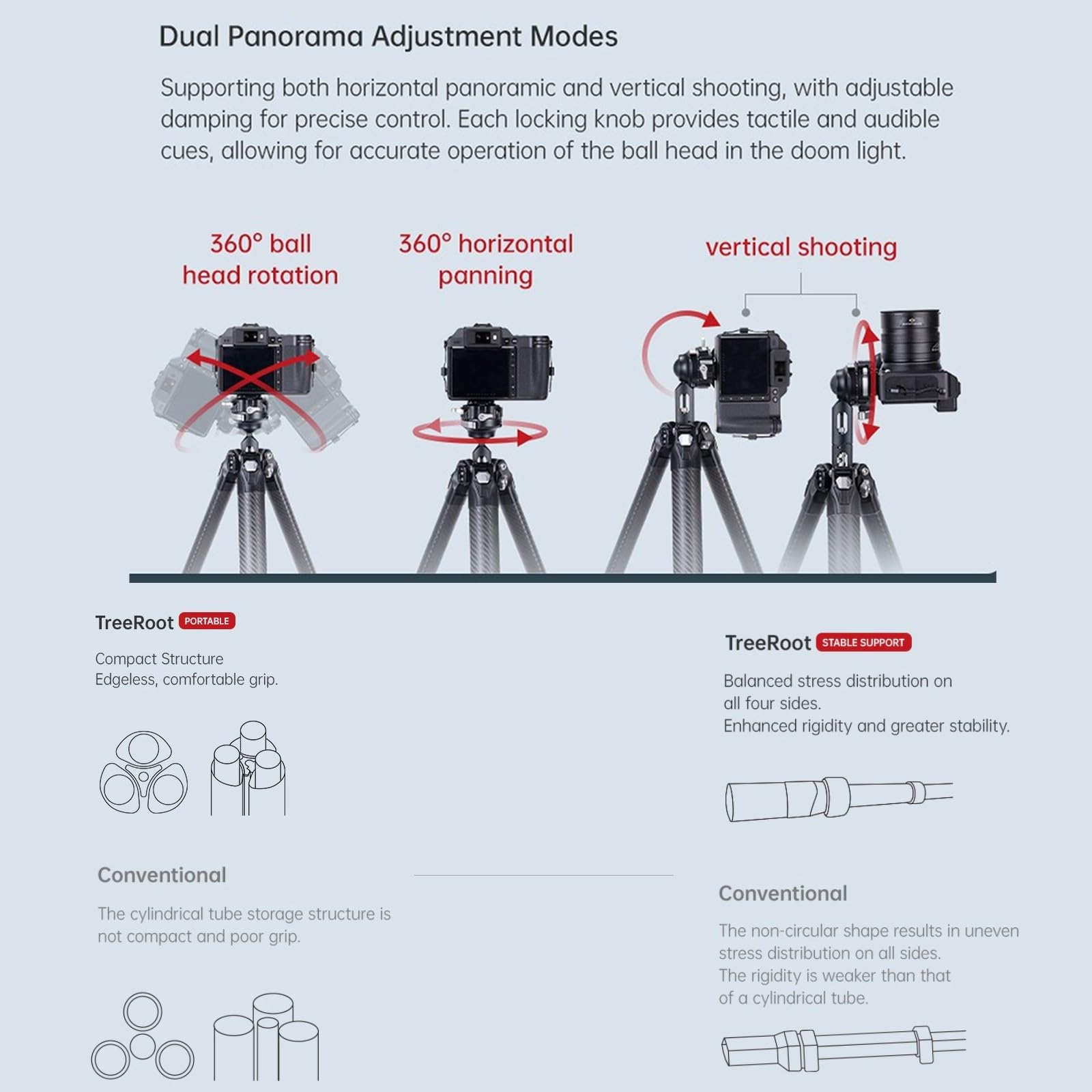 Eachshot Falcam Treeroot 61" F38 Pro Quick Lock Travel Tripod,With 360 Degree Damping Ball Head Load Capacity 5Kg/11Lbs,Carbon Fiber Tripod With F22 Interfaces, 1/4" Screw,Carry Strap Holes For Cameras