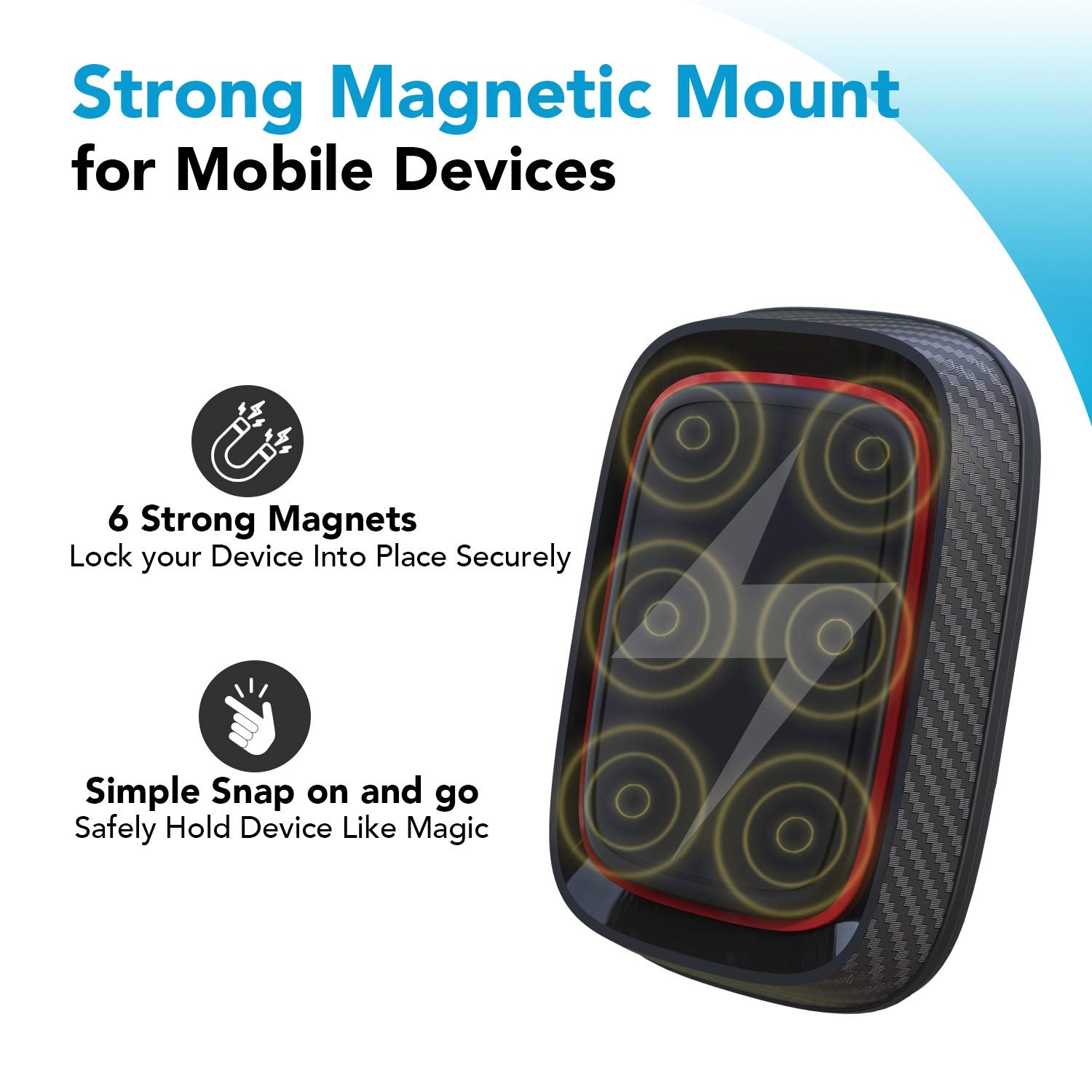 Apps2Car Magnetic Car Phone Holder Mount [6 Strong Magnets], Cell Phone Holder Car [Suction Cup], Phone Car Holder Mount [Windshield Dashboard] Fit For Most Smartphones & Mini Tablets