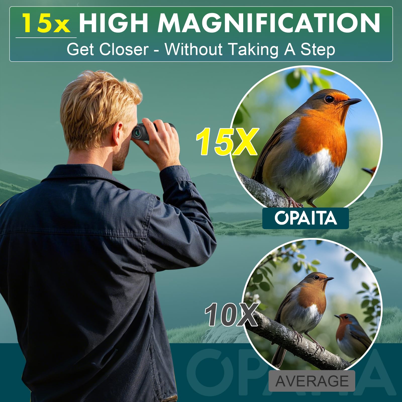 Opaita 15X52 Binoculars For Adults High Powered - Bird Watching Binoculars Lightweight With Hd Large Range View Powerful For Hunting Traveling Stargazing Cruise Trip Sports