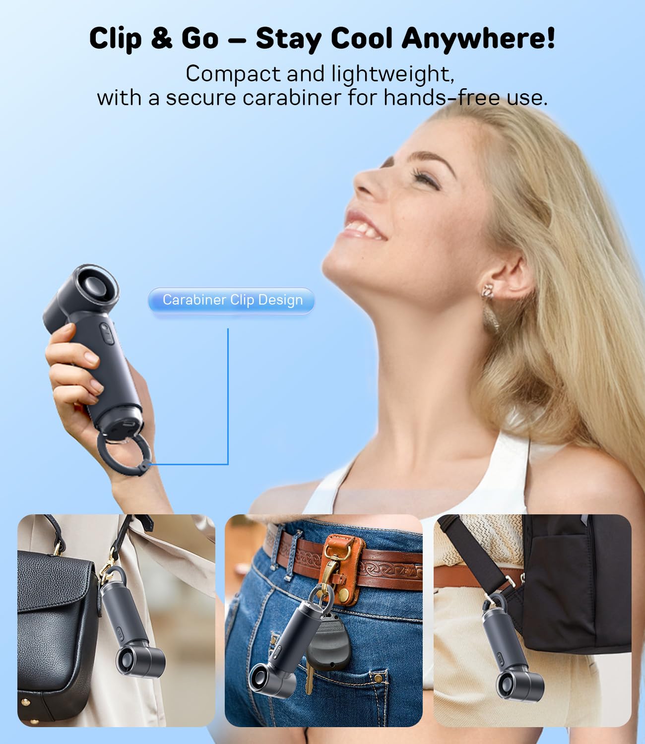 Wsken mini fan portable lightweight personal fan with turbocharged motor for summer cooling