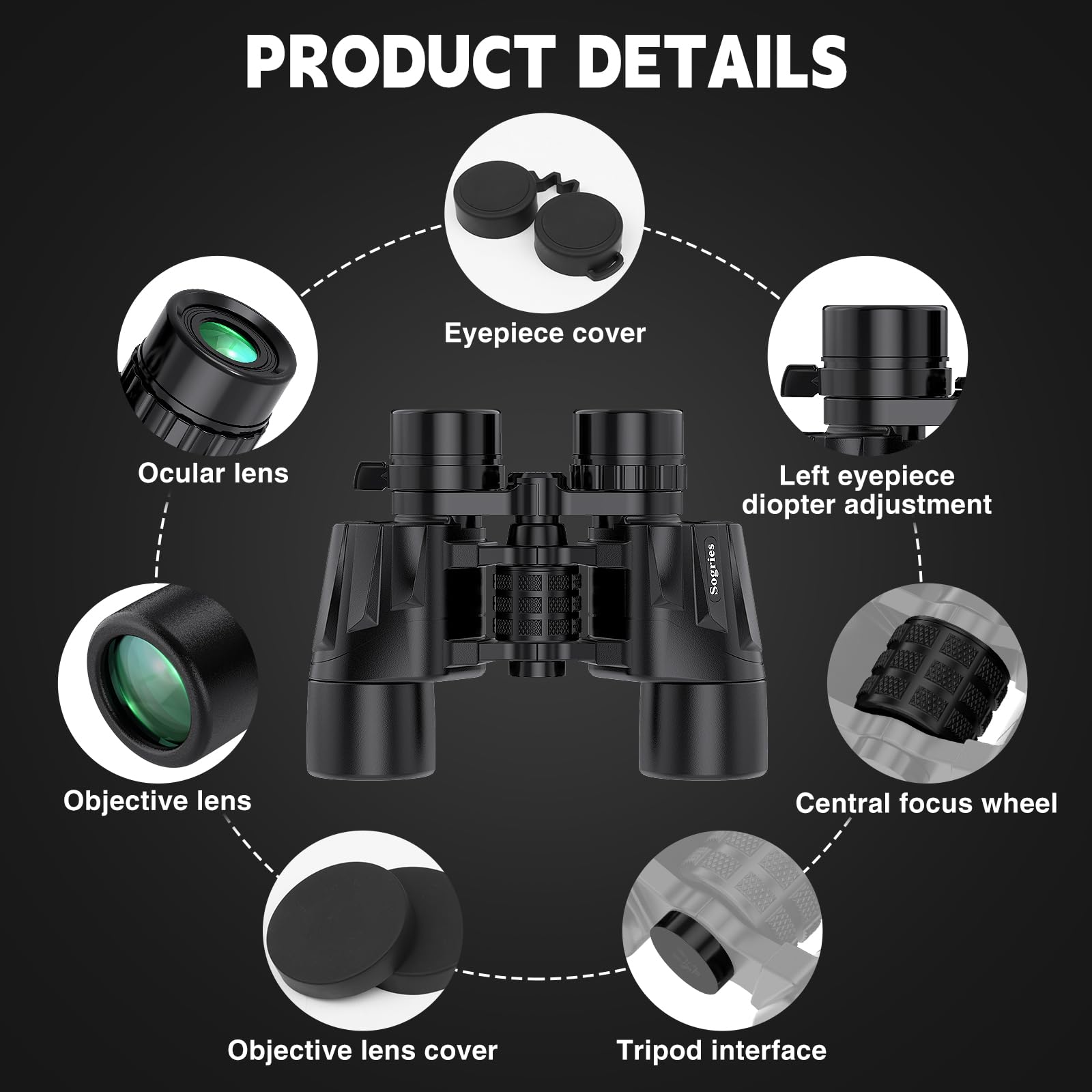 Sogries 6-16X40 Hd Zoom Binoculars For Adults, High Powered, Large View, Bak4 Prism, Waterproof, Clear Low Light Vision For Bird Watching,Hiking, Travel