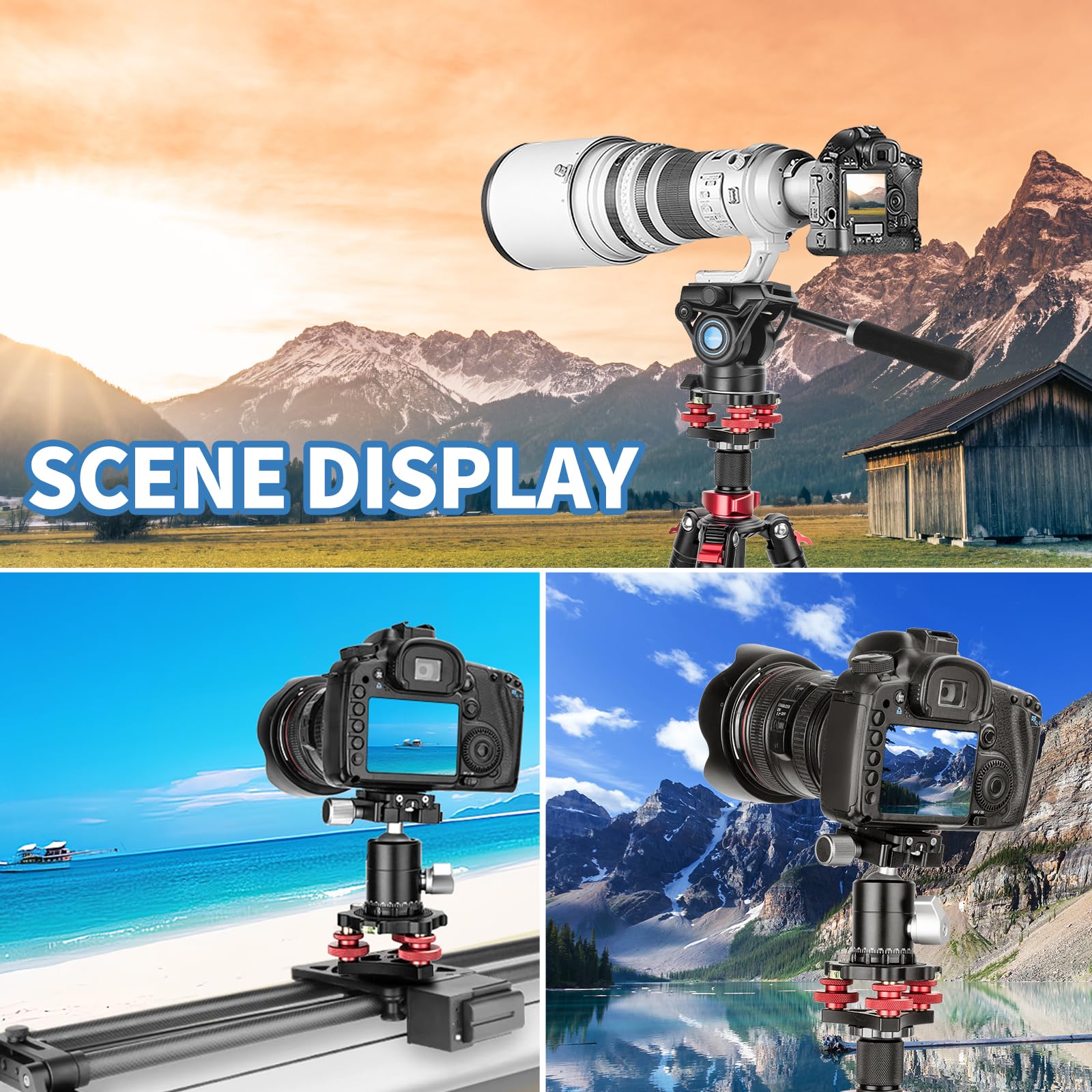 Camerig Tripod Head Leveling Base Camera Leveler, Aircraft Grade Aluminum Alloy 3 Axis Tri Wheel Head, 3/8” Thread, With +/-5 Degree Precision Adjustment For Dslr Camera Rotator Panoramic Head Lp-64