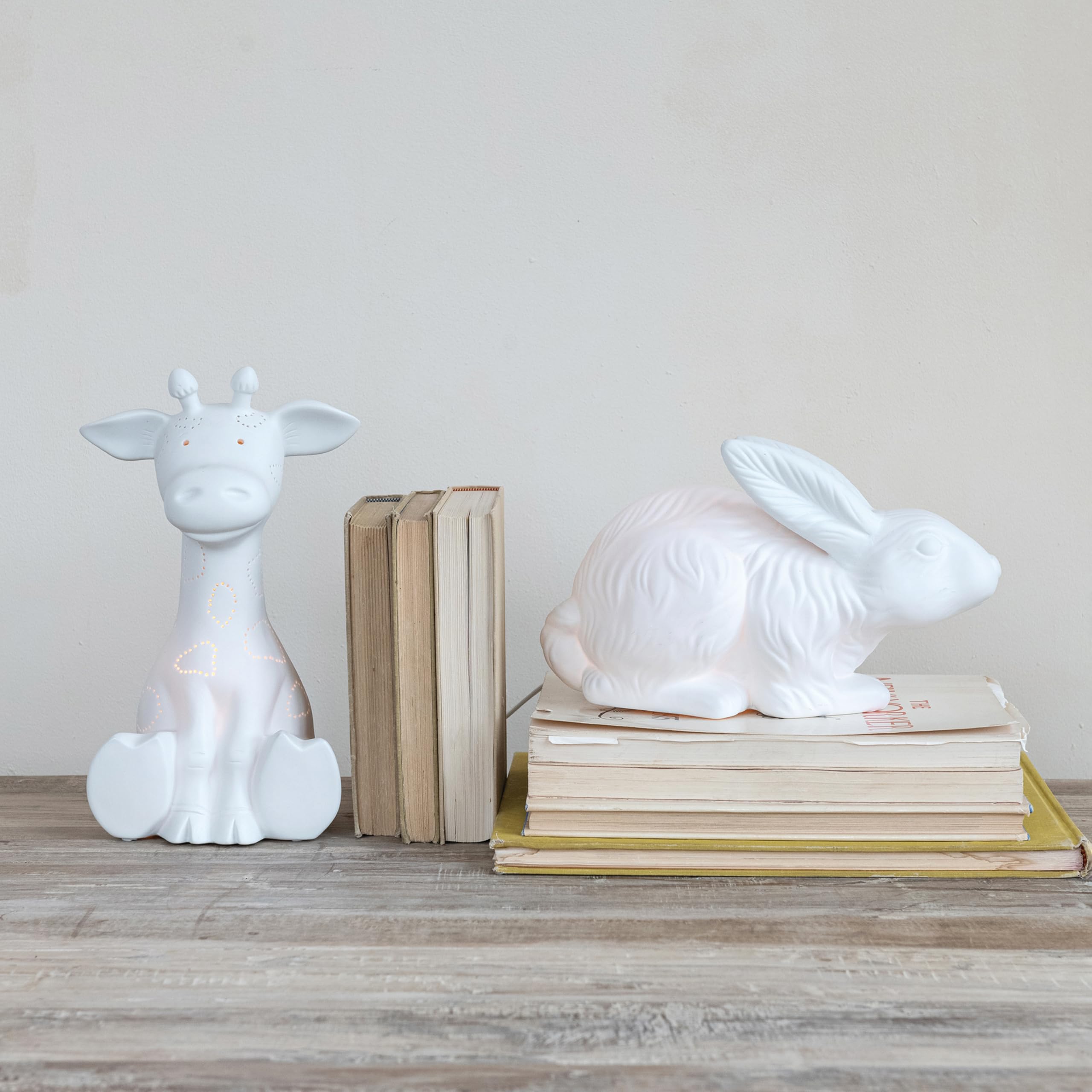 Creative Co-Op Stoare Giraffe Shaped Lamp With Inline Switch, Bisque White