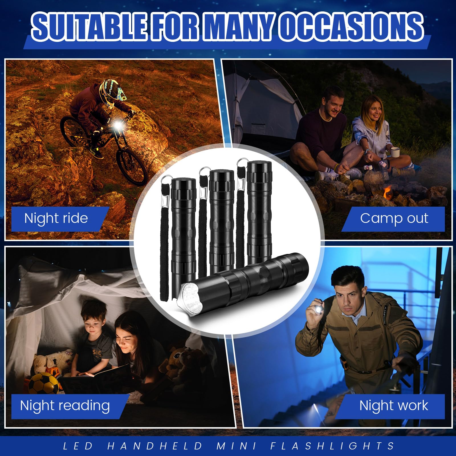 Tujoe 36 Pcs Mini Flashlights Bulk Bright Aluminum Led Handheld Torches With Lanyard Small Led Flashlights For Night Reading Emergency Hurricane Camping Hiking Party Favors (Black)