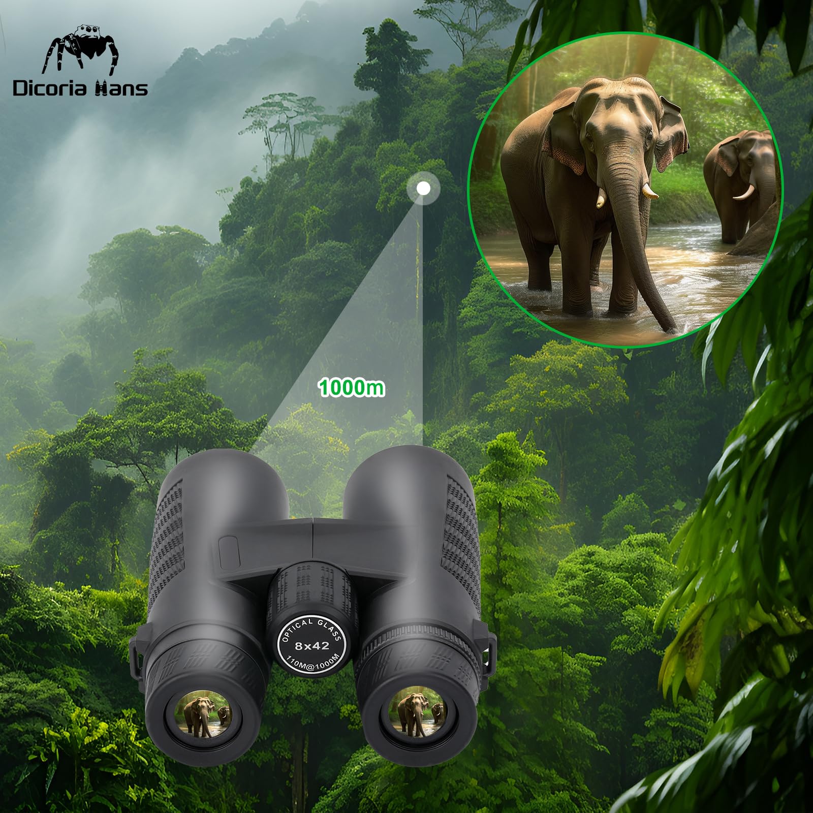 Dicoria Hans 8X42 Hd Binoculars For Adults High Powered - Large View Binoculars With Clear Low Light Vision - For Bird Watching Cruise Travel