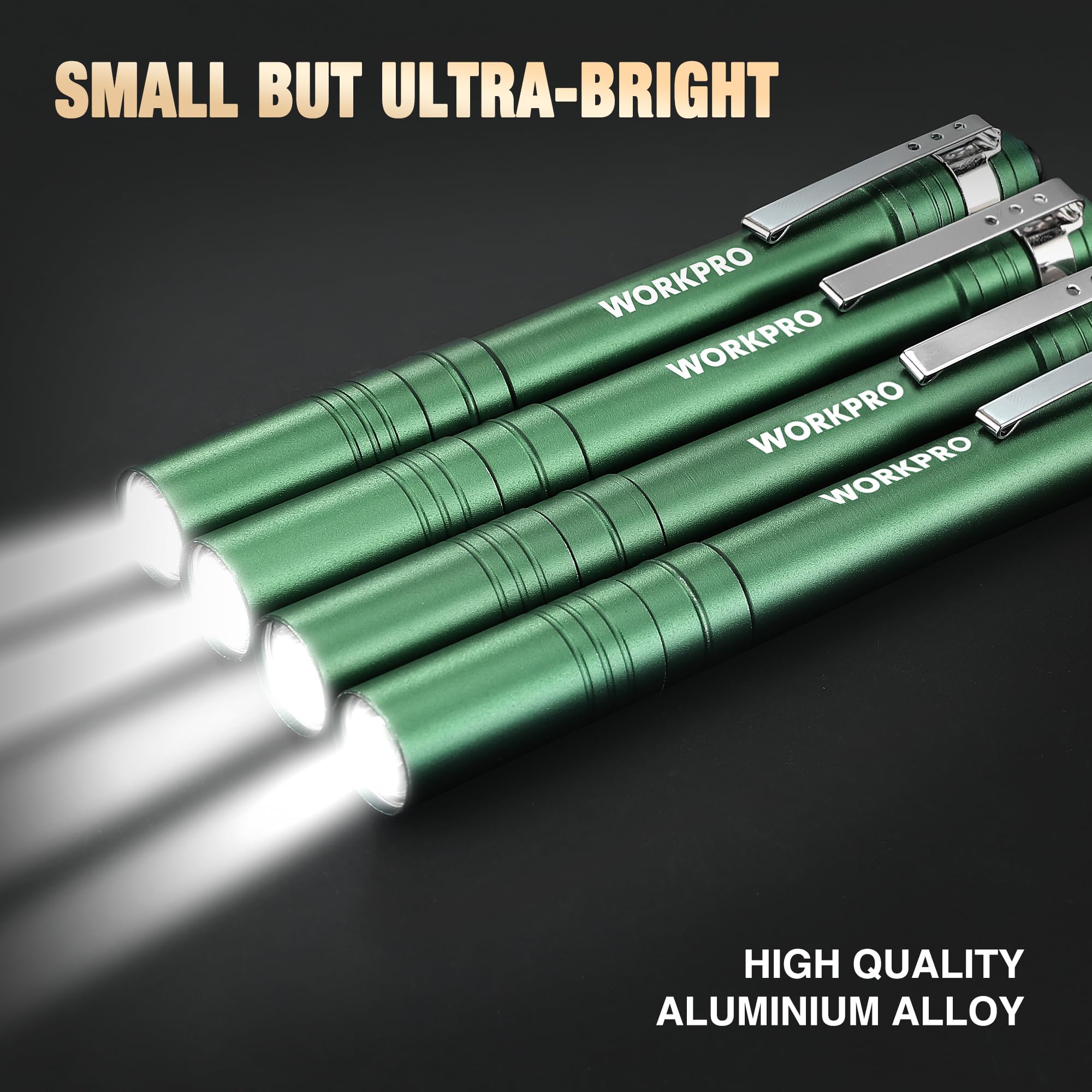 Workpro 4 Pack Pink Pen Light Set & 4 Pack Green Pen Light Set