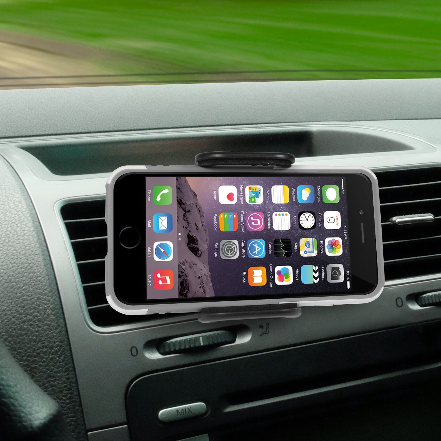 Macally Universal Car Vent Phone Holder Mount With 360° Rotatability And A Metal Spring Loaded Clip For Iphone Xs Xs Max Xr X 8 Plus, Samsung S9 S9 Plus S8, And Other Smartphones (Mcarvent)