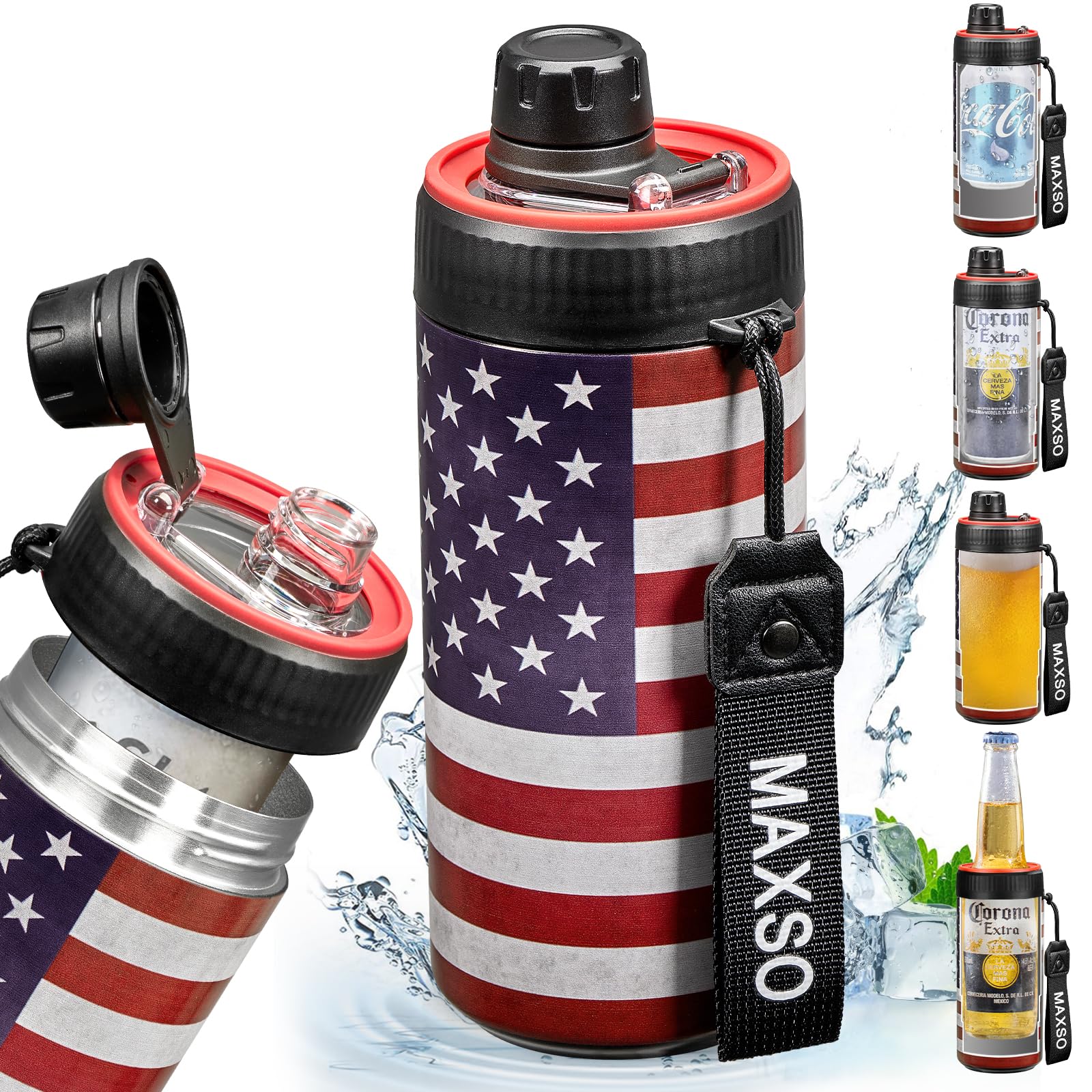 Maxso Sealed Can Cooler Fizz Lid Can Cover For 12 Oz Regular, Slim Skinny Cans & As Thermal Bottle