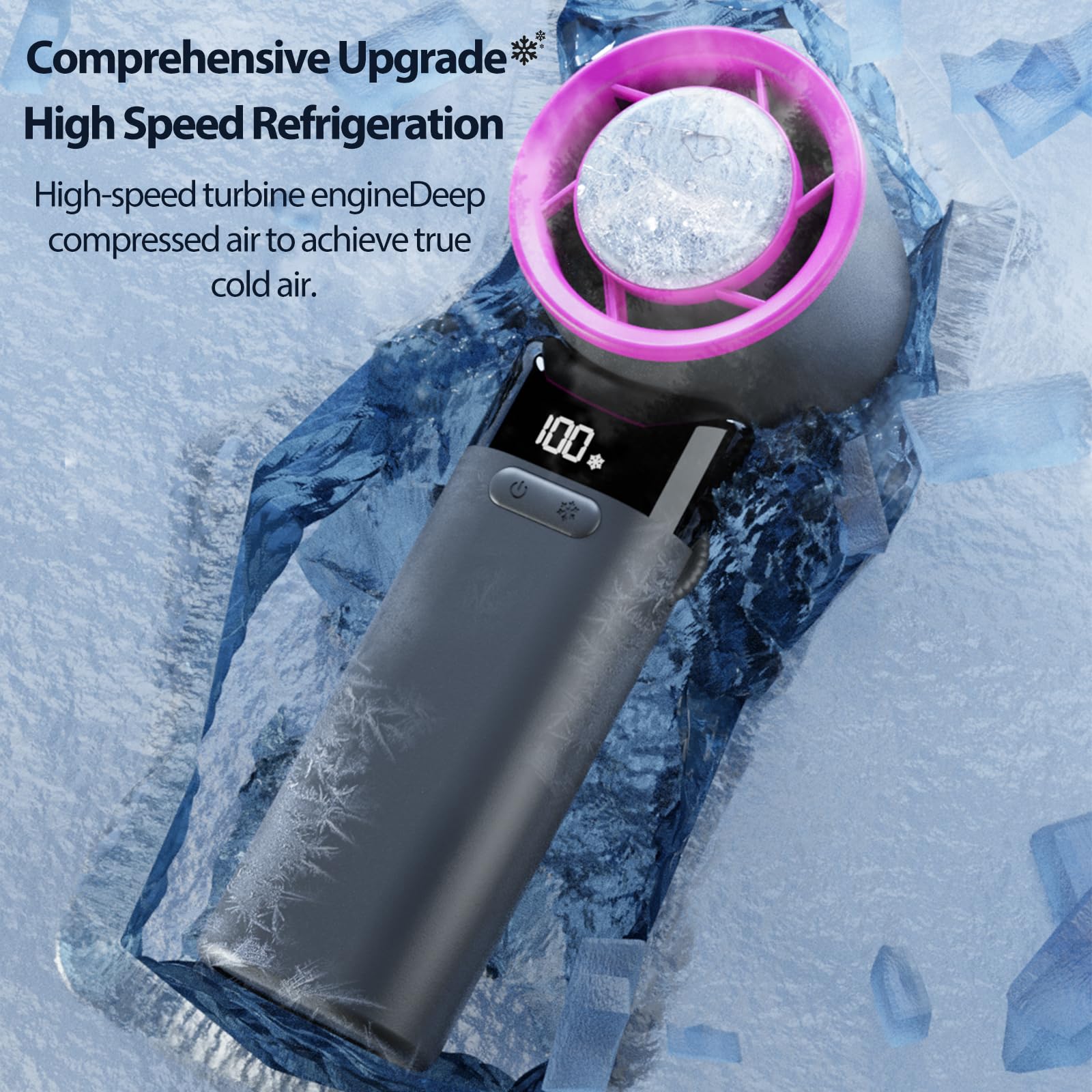 Portable Handheld Fan, 100 Speed Adjustable Turbo Mini Fan With Lower The Temperature Mode, 3000 Mah