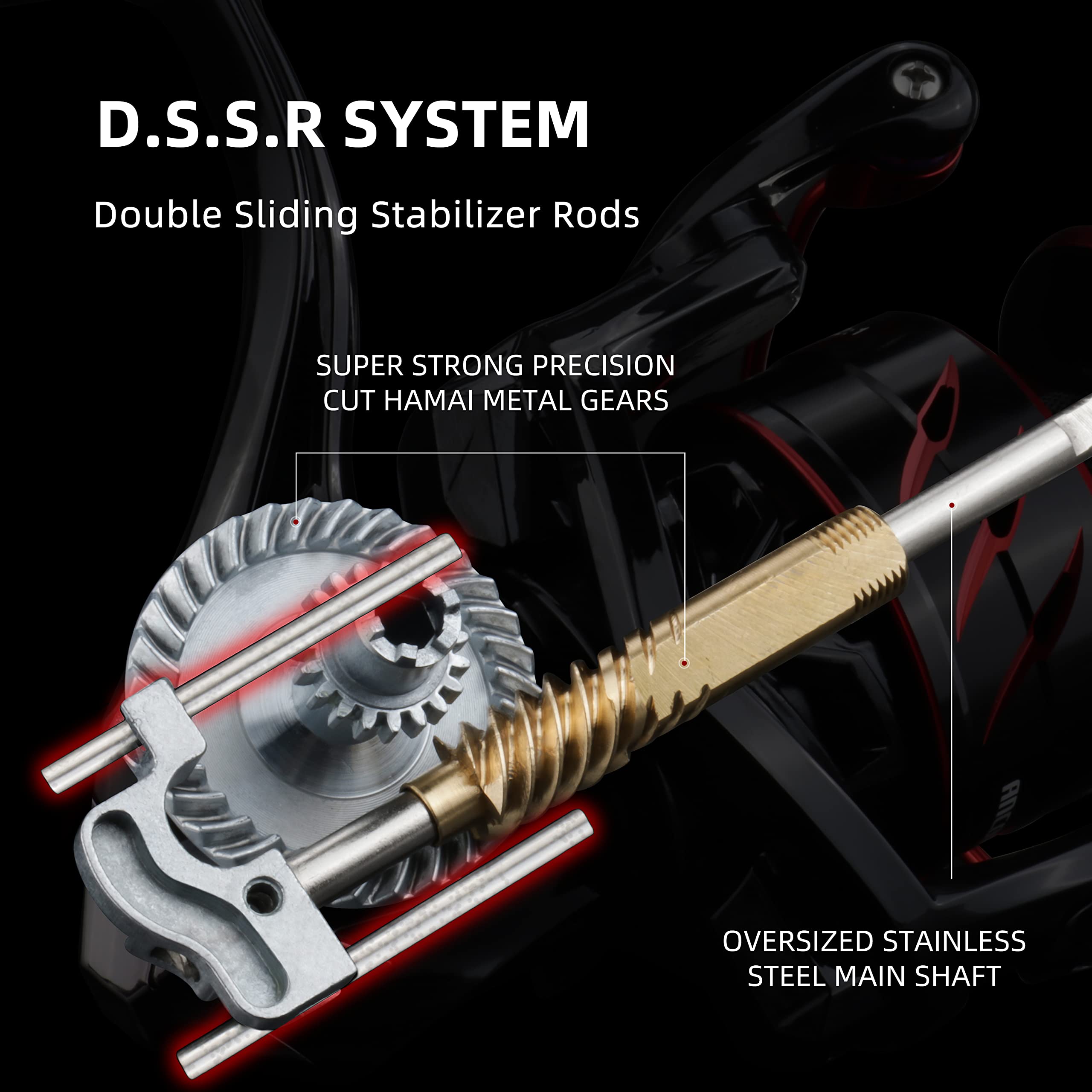 Runcl Spinning Fishing Reel Ancohuma, Powerful 26 Lb Max Drag, 7+1 Stainless Bb, 6.2:1 Cnc Aluminum Alloy Spool, Unique Smooth Colorful Ceramic Line Roller, D.S.S.R Double Shield For Freshwater