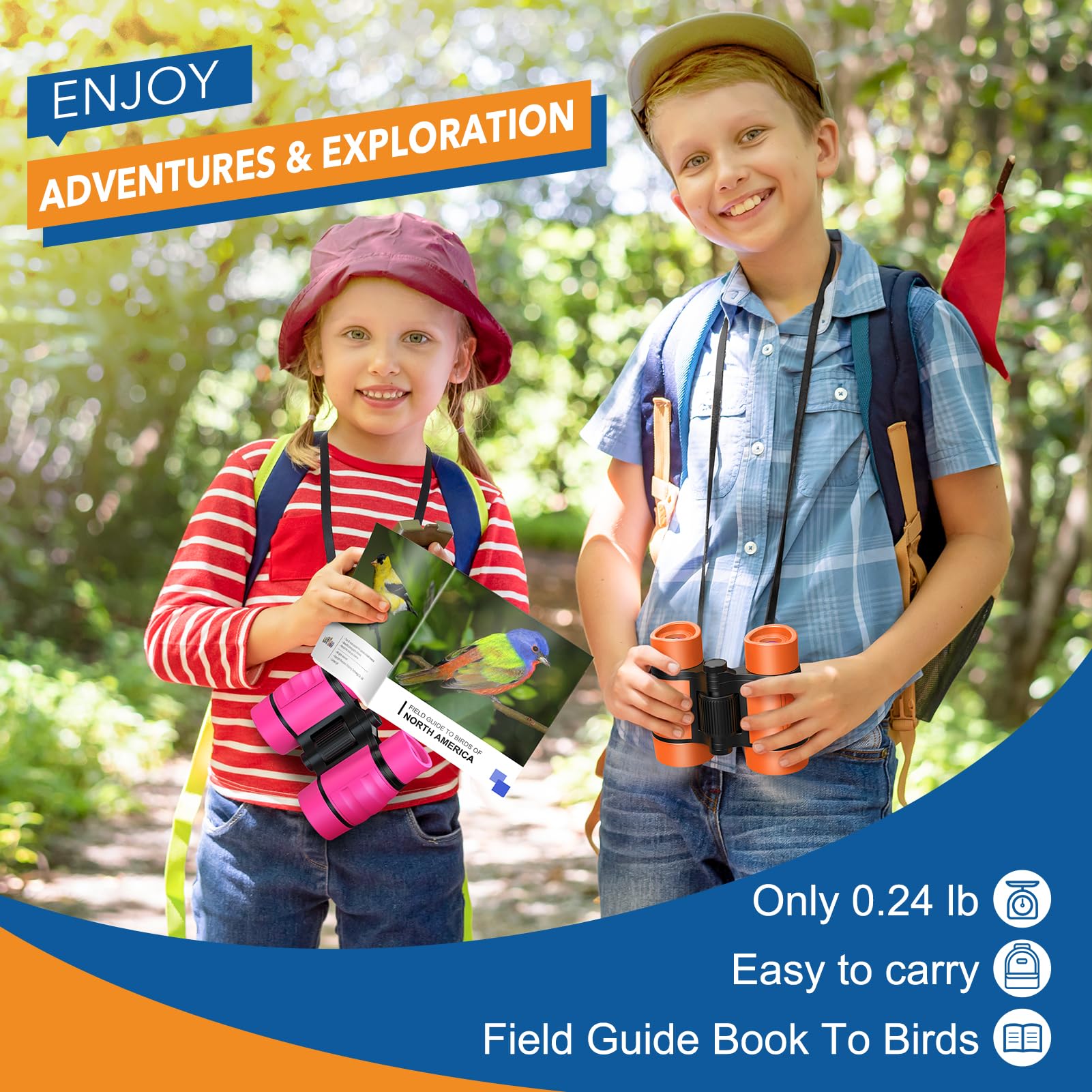 Let'S Go 3-8 Year Old Boy Girl Toys: Shockproof Binoculars For Kids Bird Watching Camping Hiking, 3 4 5 6 7 Year Old Boys Girls Toddler Outdoor Toy Travel Binoculars For Kid Ages 4-7