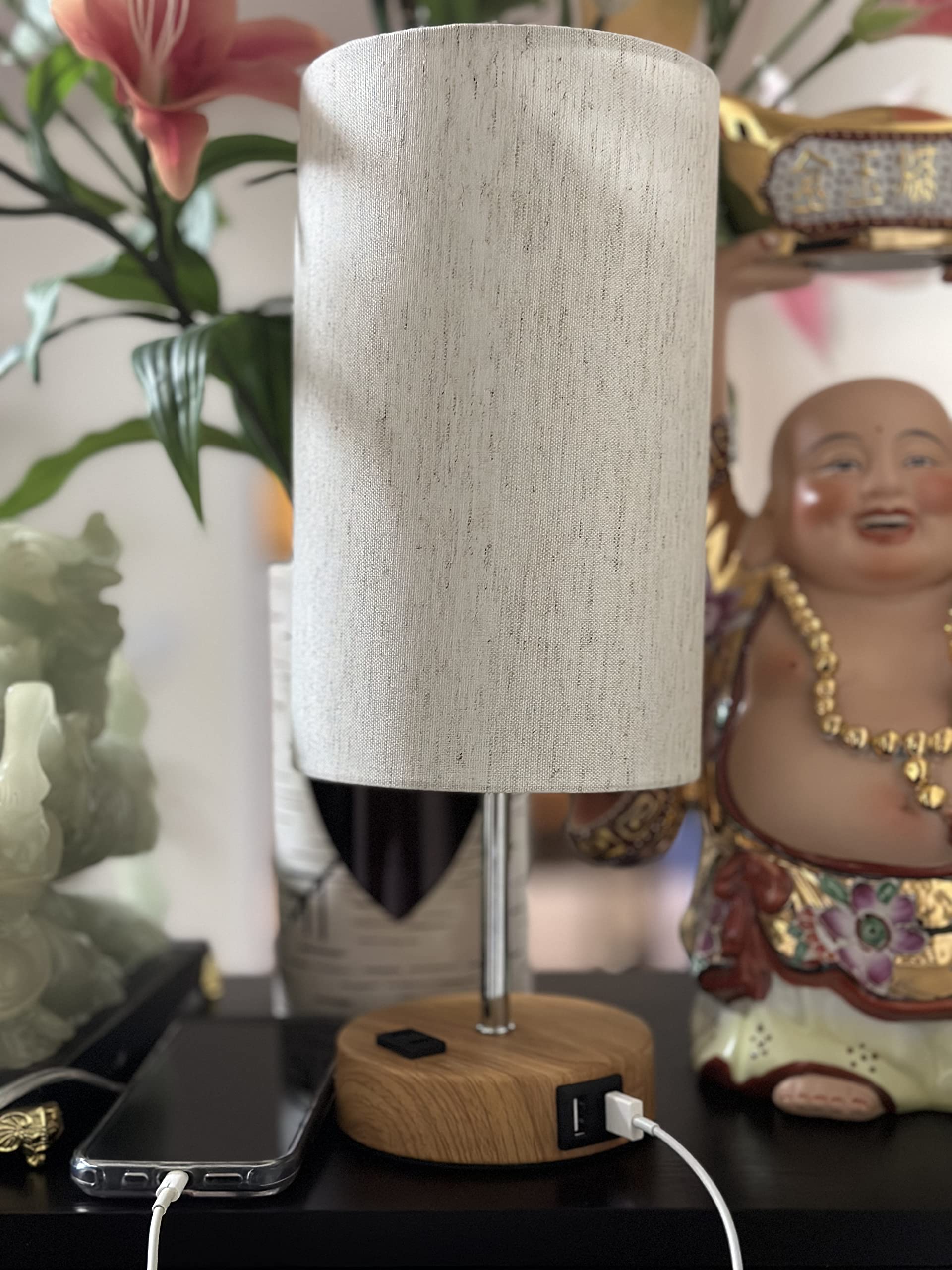 Simplyhomedesigns Simplyhomedesigns【𝟮𝟬𝟮𝟯 𝙐𝙥𝙜𝙧𝙖𝙙𝙚𝙙 Touch Bedside Nightstand Table Lamp W/ 2 Usb-A Charging Ports & Outlet 3-Way Dimmable For Bedroom,Living Room,Office,Dorm(Light Bulb Included), Grey/Black