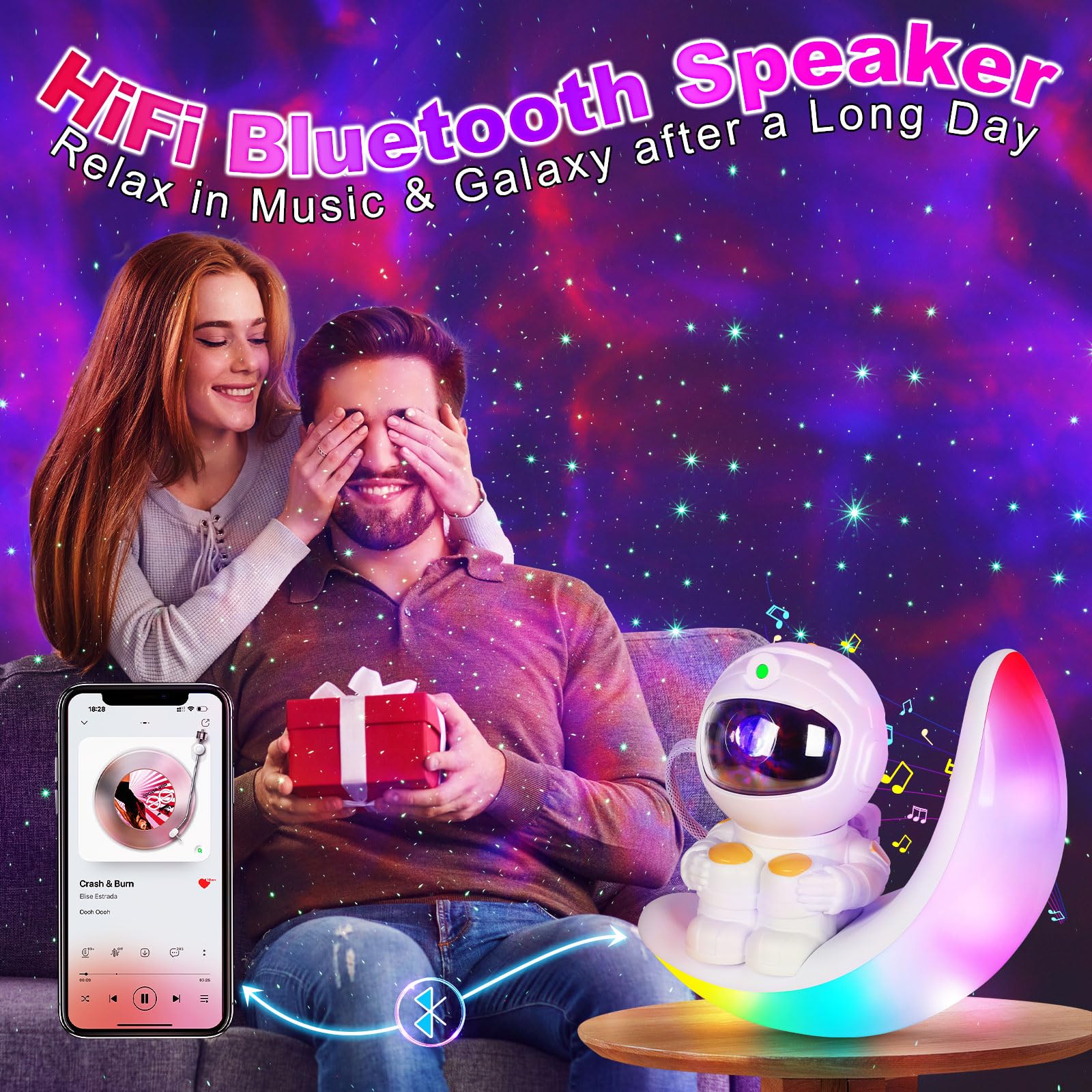 Poptrend Star Galaxy Night Light Projector For Kids Bedrooms - Astronaut Space Projector - With Remote Control And Timing Function - For Home Theater, Party, Living Room Decoration