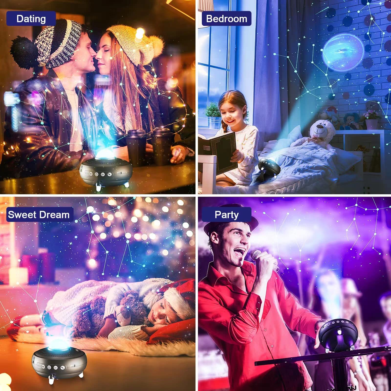 Joytey Constellations Planetarium Planets Stars Projector: 20 In 1 Night Light Solar System Projector Bluetooth Speaker,Space Ceiling Projector For Bedroom