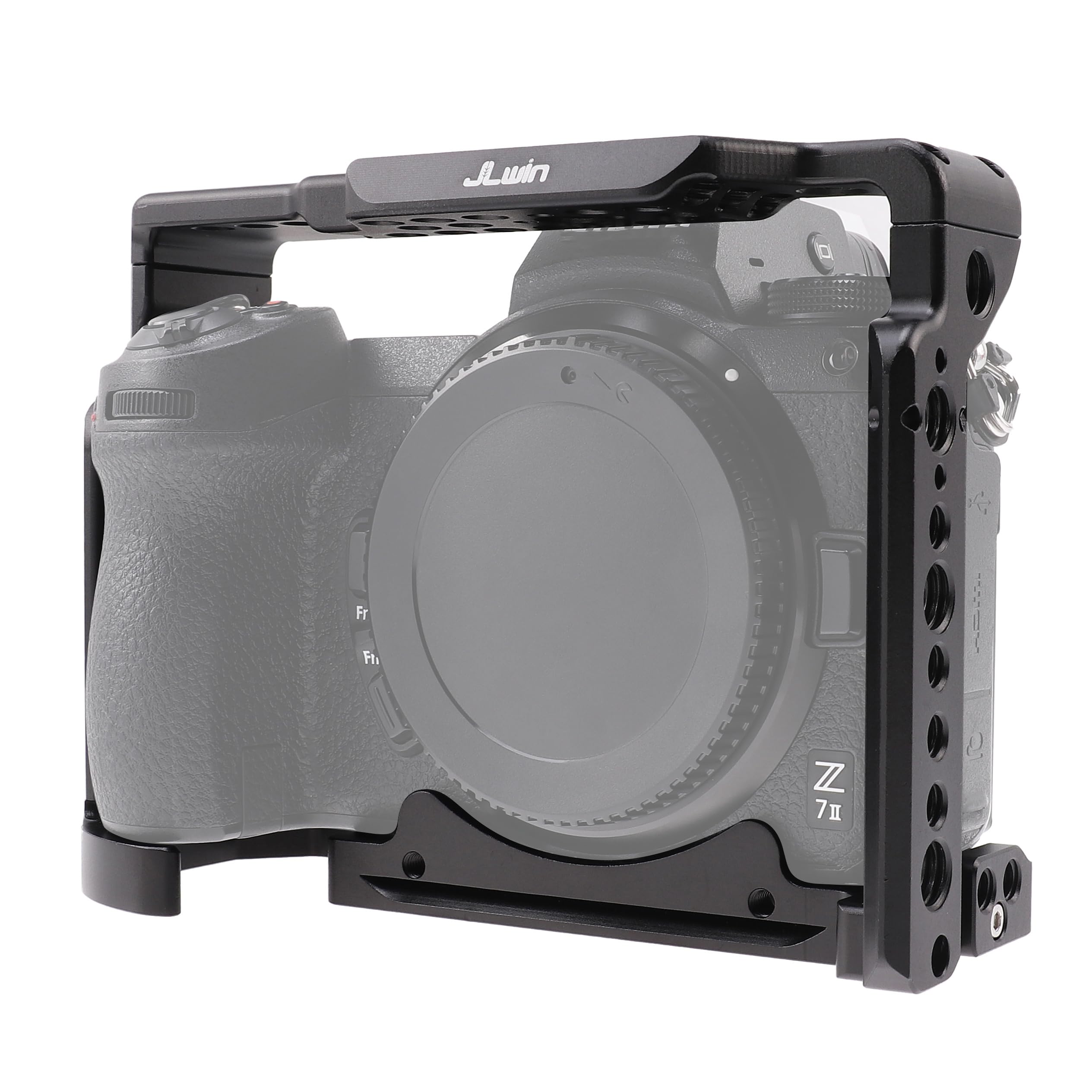 Fotga Camera Cage Video Stabilizer For Nikon Mirrorless Camera Z5 Z6 Z7 Z6Ii Z7Ii With Cold Shoe,Handle Locating Holes,Multiple 1/4" 3/8" Screw Holes