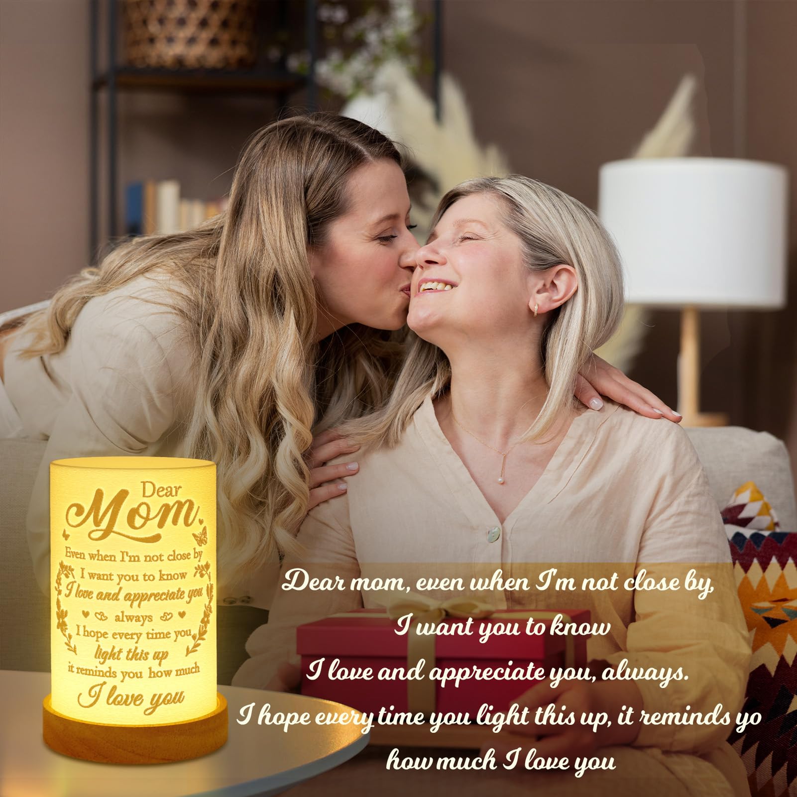 Acethrills Mom Birthday For Mom From Daughter Son For Christmas, Mothers Day - Thoughtful 3D Printing Table Lamp For Moms